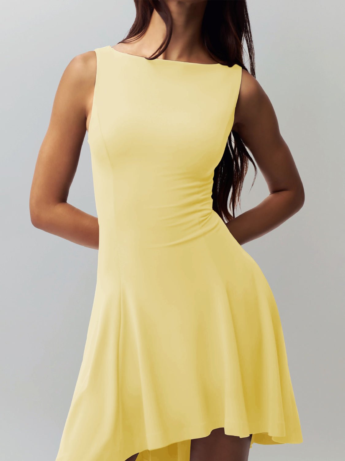High - Low Round Neck Sleeveless Dress - Flip Flop Dynasty