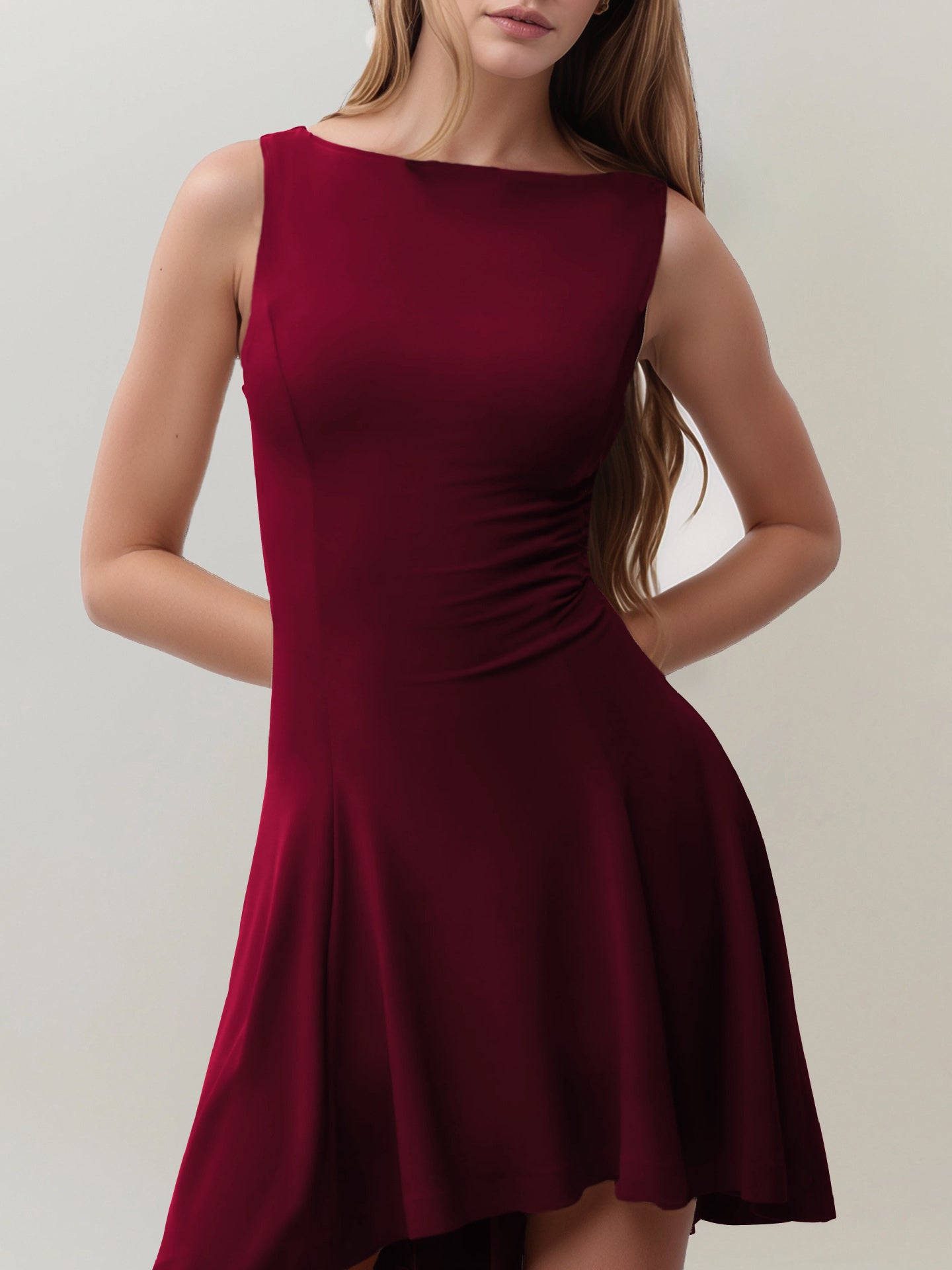High - Low Round Neck Sleeveless Mini Dress - Flip Flop Dynasty