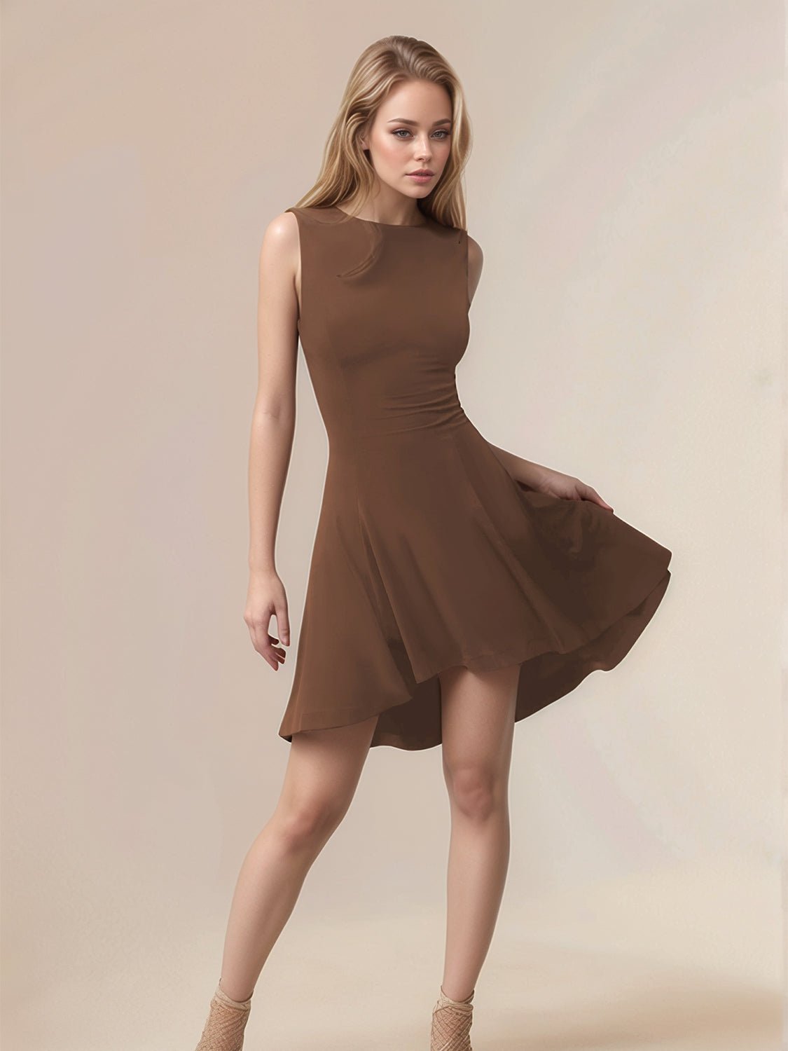 High - Low Round Neck Sleeveless Mini Dress - Flip Flop Dynasty