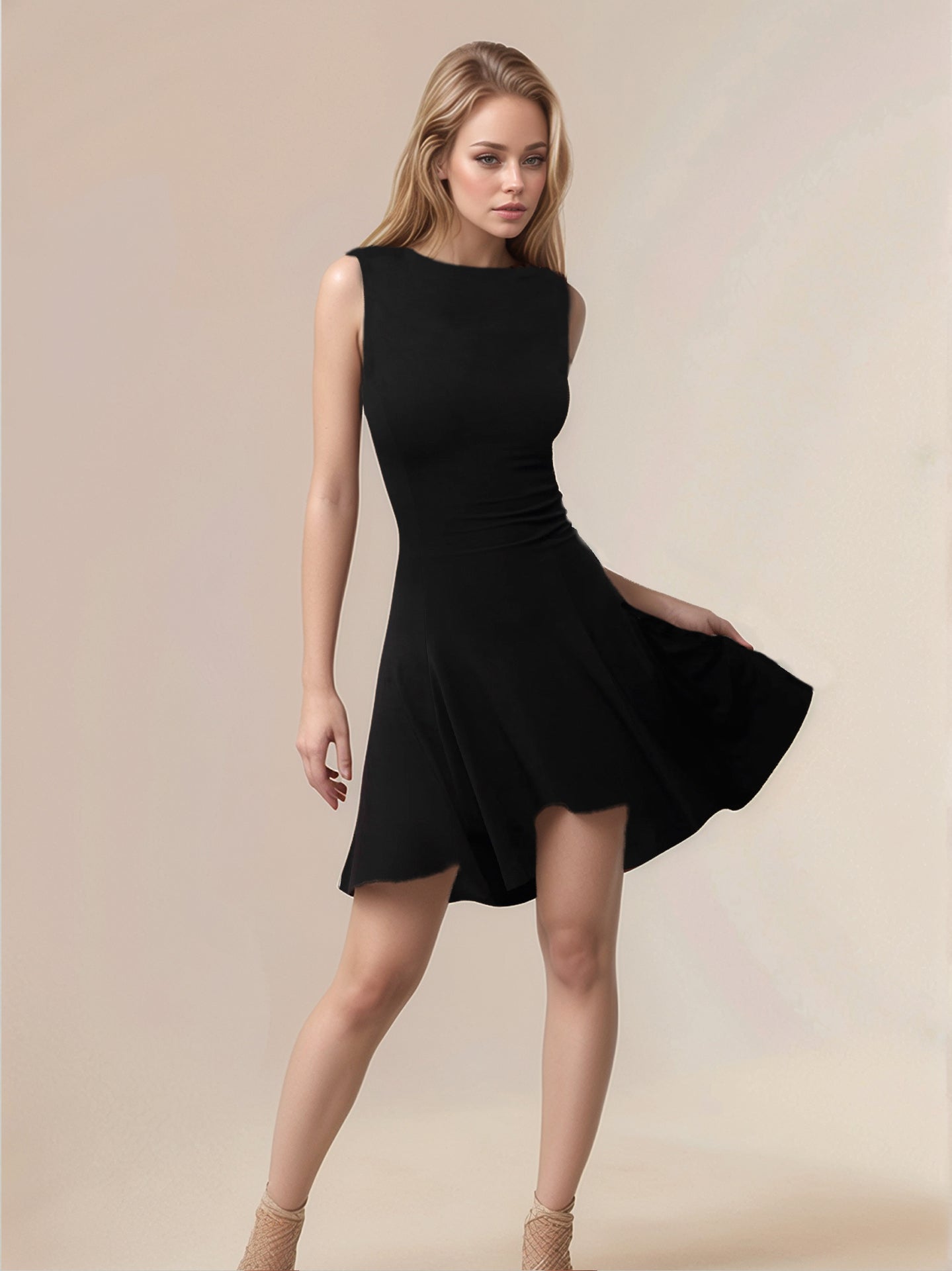 High - Low Round Neck Sleeveless Mini Dress - Flip Flop Dynasty