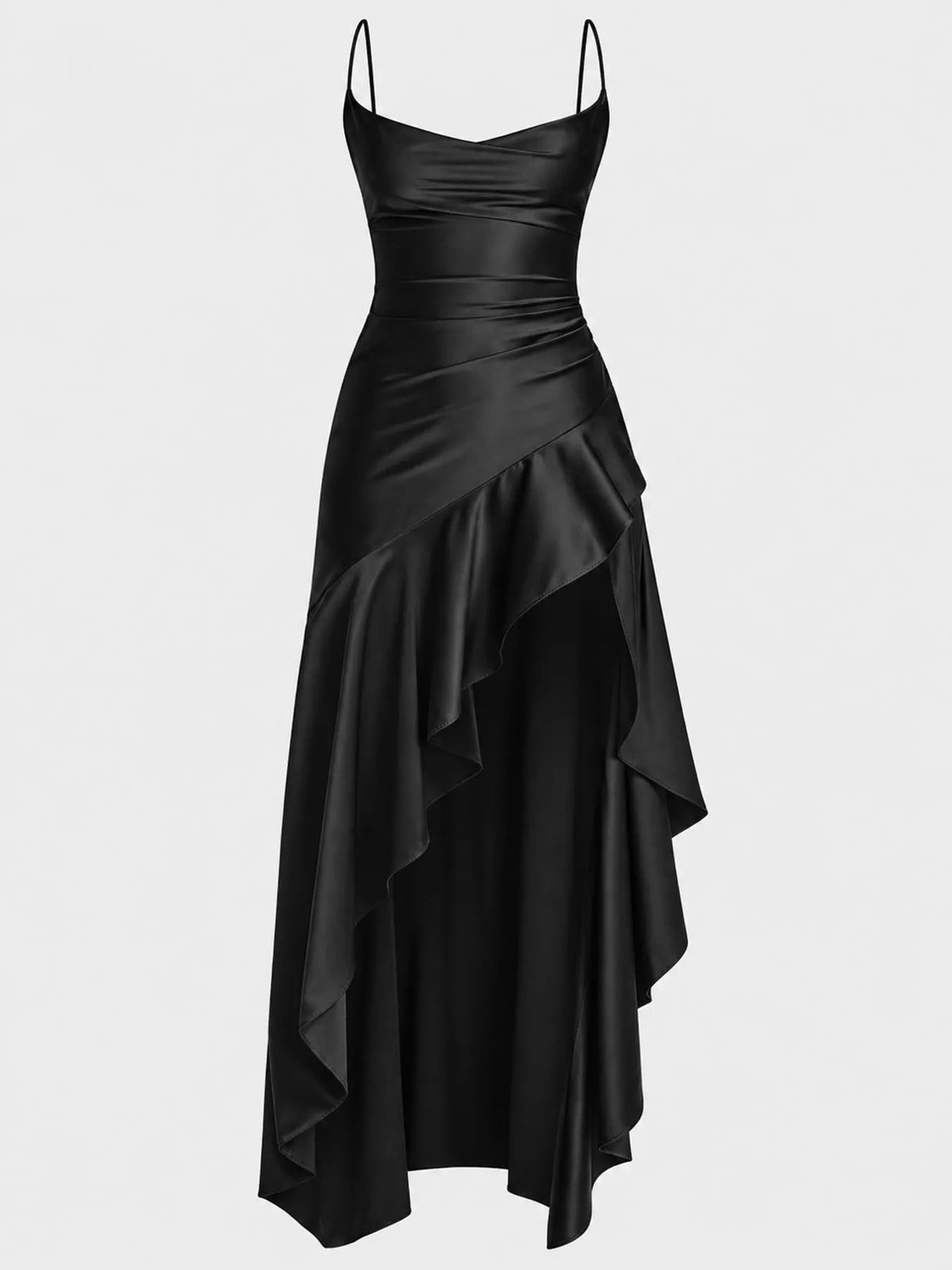 High-Low Ruffle Hem Evening Dress - Flip Flop Dynasty