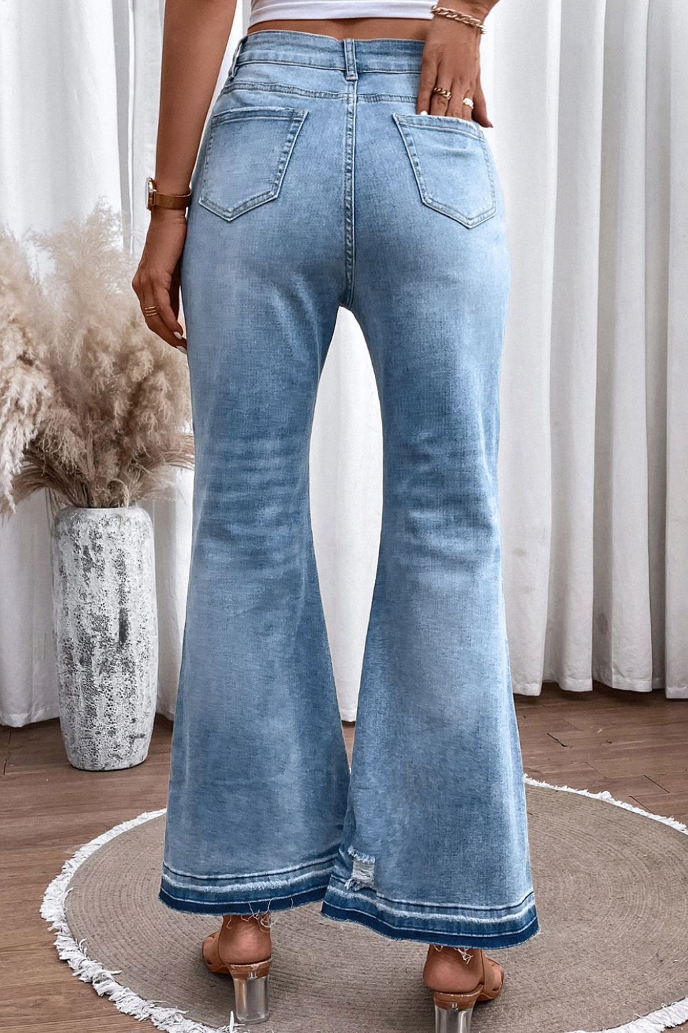 High Waist Button Fly Flared Jeans - Flip Flop Dynasty