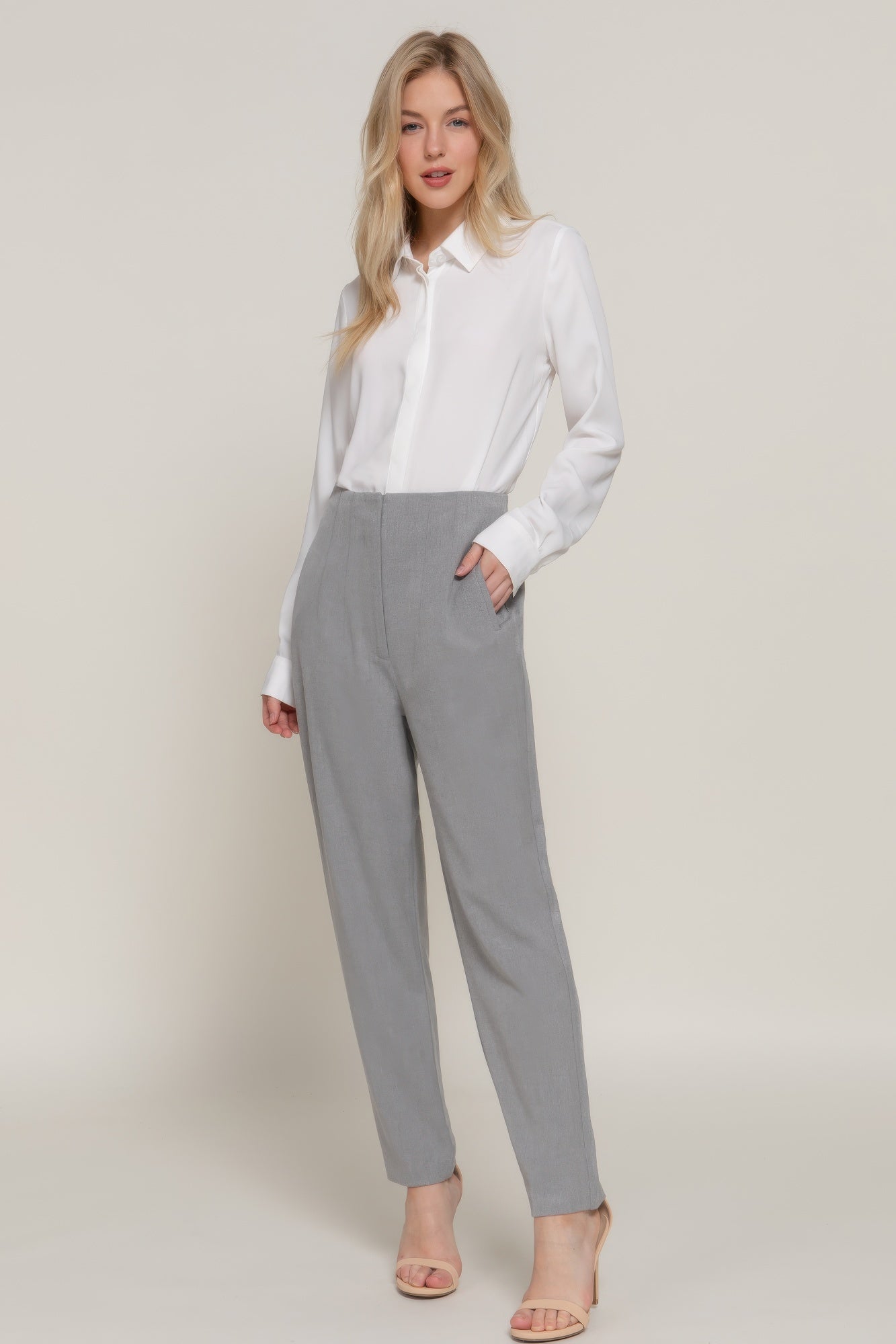 High Waist Pintuck Detail Long Pants - Flip Flop Dynasty