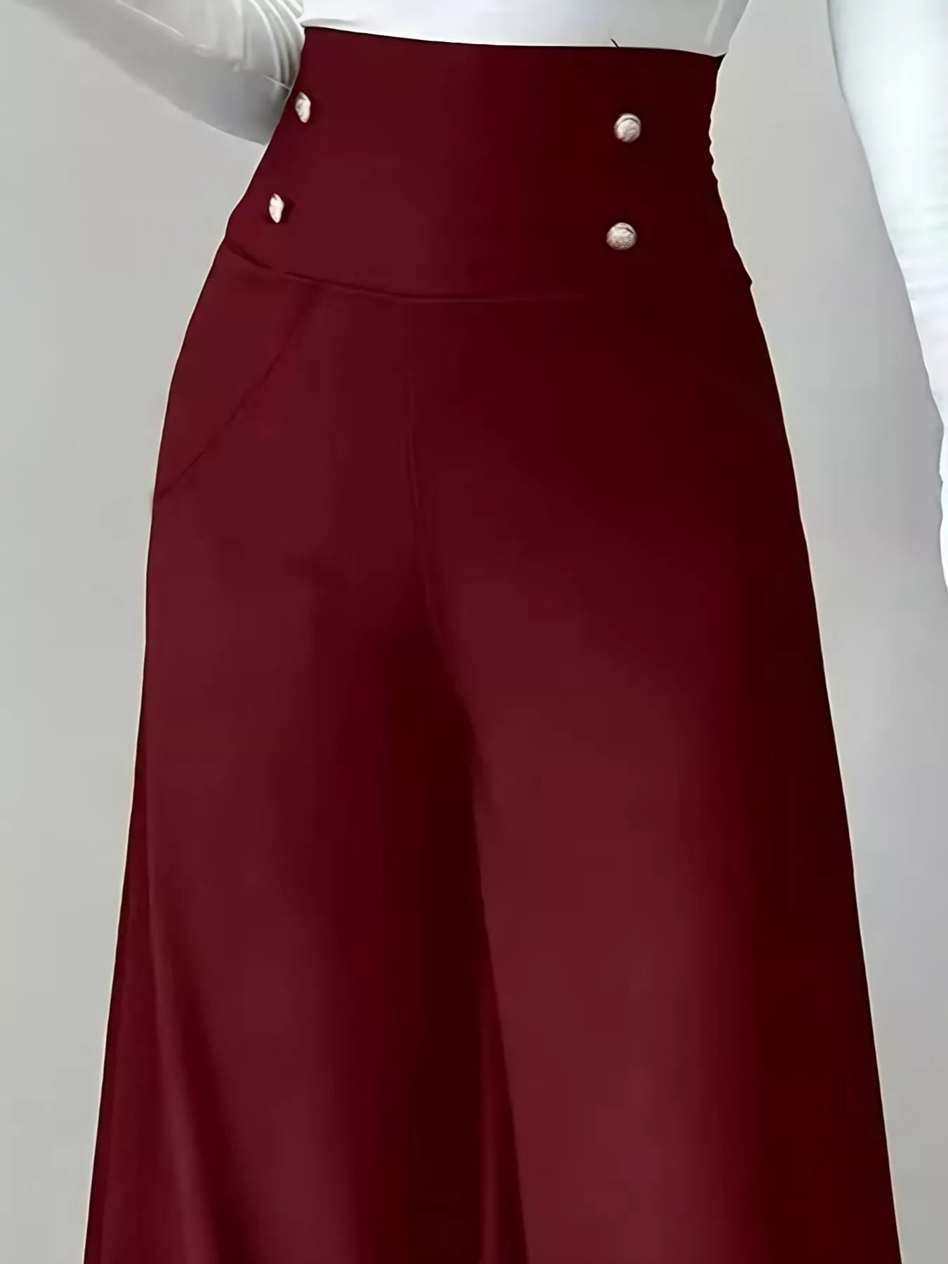 High Waist Wide Leg Button Decor Pants - Flip Flop Dynasty