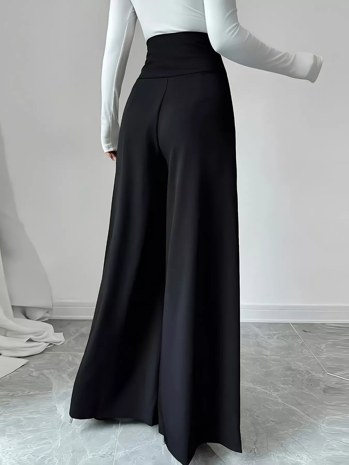 High Waist Wide Leg Button Decor Pants - Flip Flop Dynasty