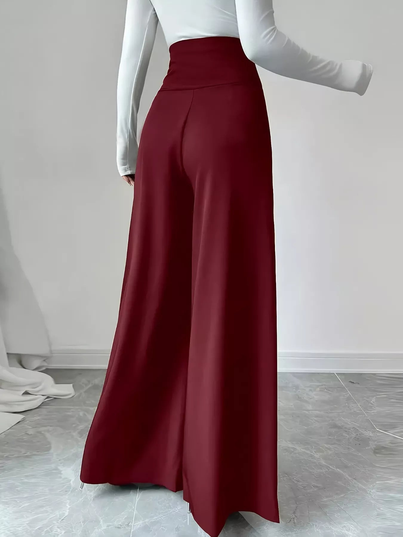 High Waist Wide Leg Button Decor Pants - Flip Flop Dynasty