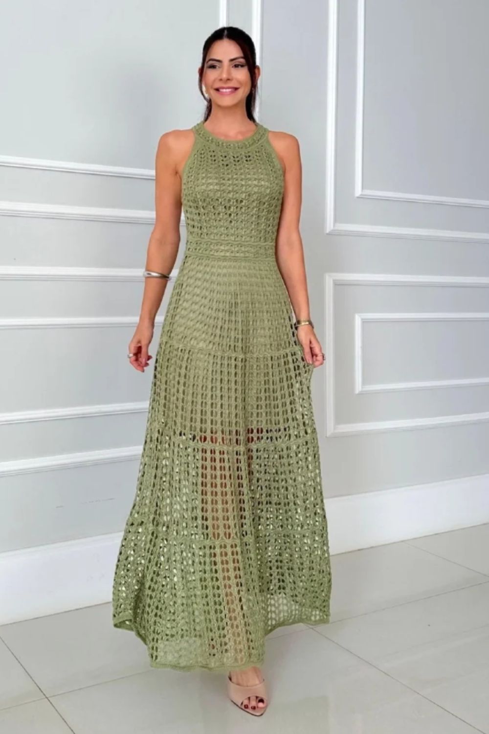 Hollowed - Out Sleeveless Maxi Dress - Flip Flop Dynasty