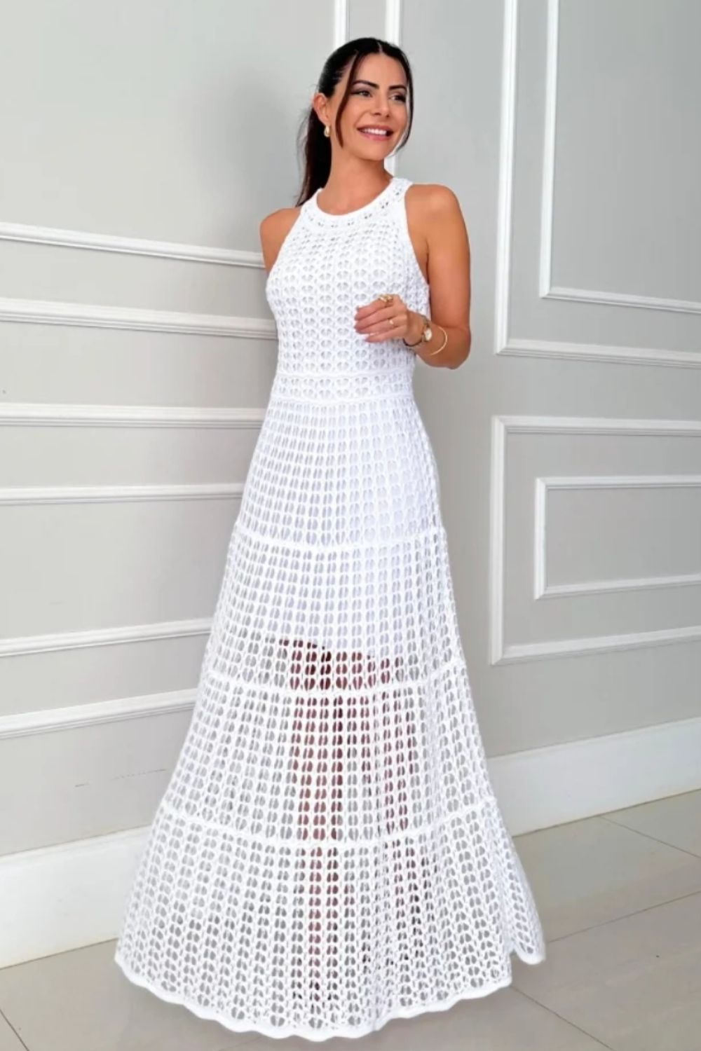 Hollowed - Out Sleeveless Maxi Dress - Flip Flop Dynasty