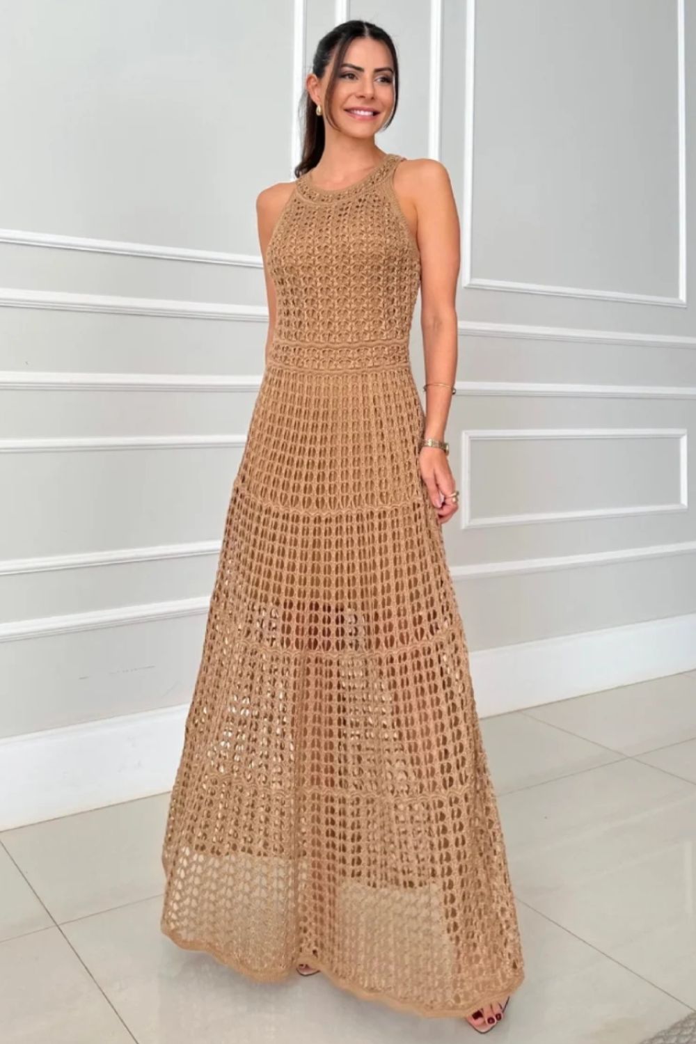 Hollowed - Out Sleeveless Maxi Dress - Flip Flop Dynasty