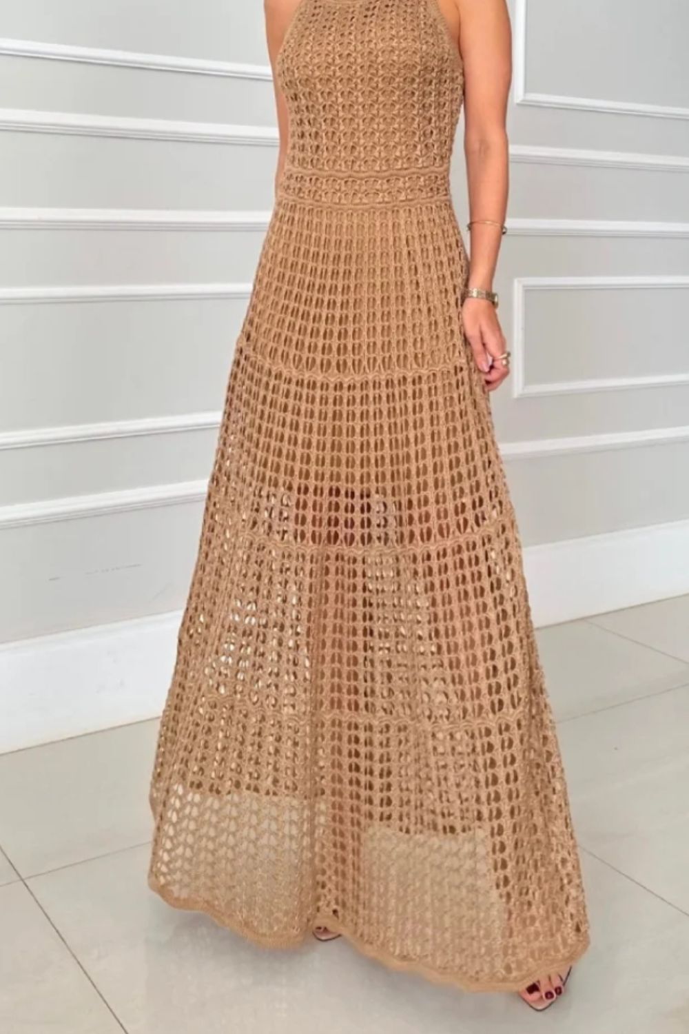 Hollowed - Out Sleeveless Maxi Dress - Flip Flop Dynasty