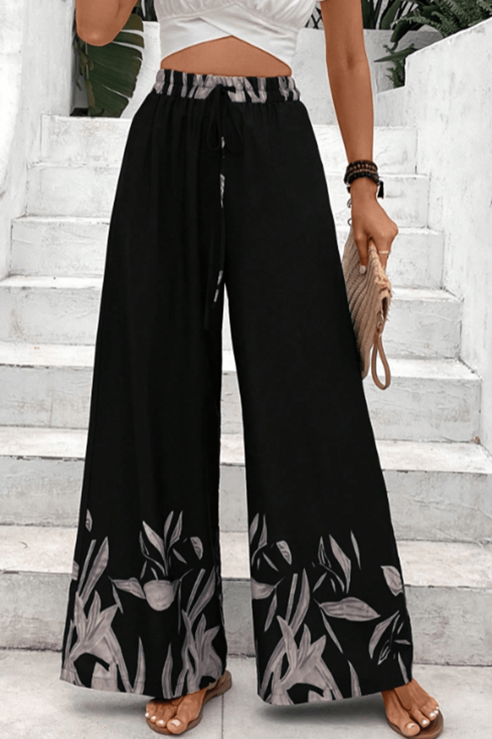 Honey Drawstring High Waist Relax Fit Long Pants - Flip Flop Dynasty