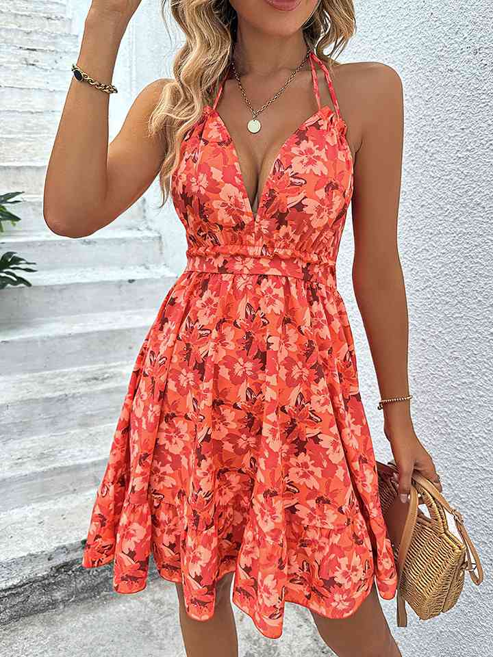 Honey Floral Halter Neck Backless Dress - Flip Flop Dynasty