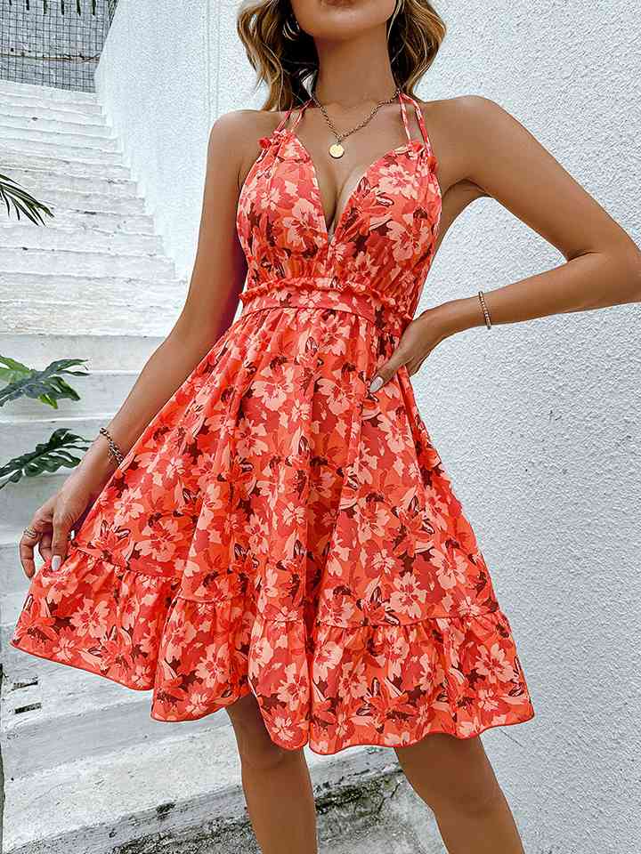 Honey Floral Halter Neck Backless Dress - Flip Flop Dynasty