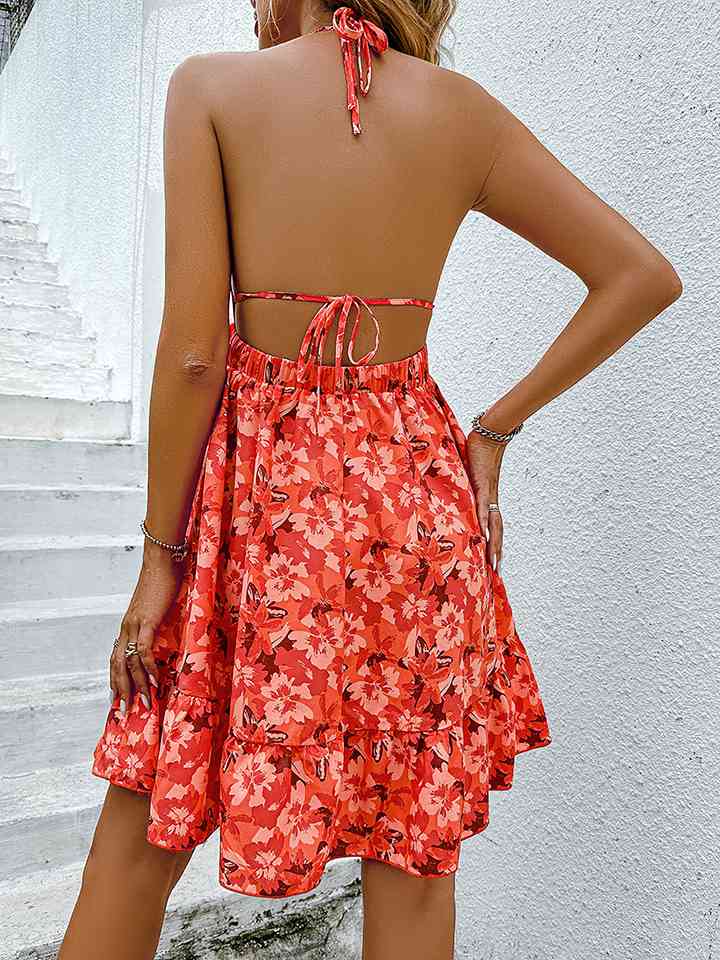Honey Floral Halter Neck Backless Dress - Flip Flop Dynasty