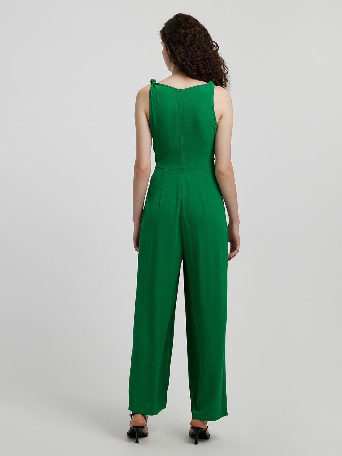 Honey Knot Detail Tie Front Sleeveless Jumpsuit - Flip Flop Dynasty