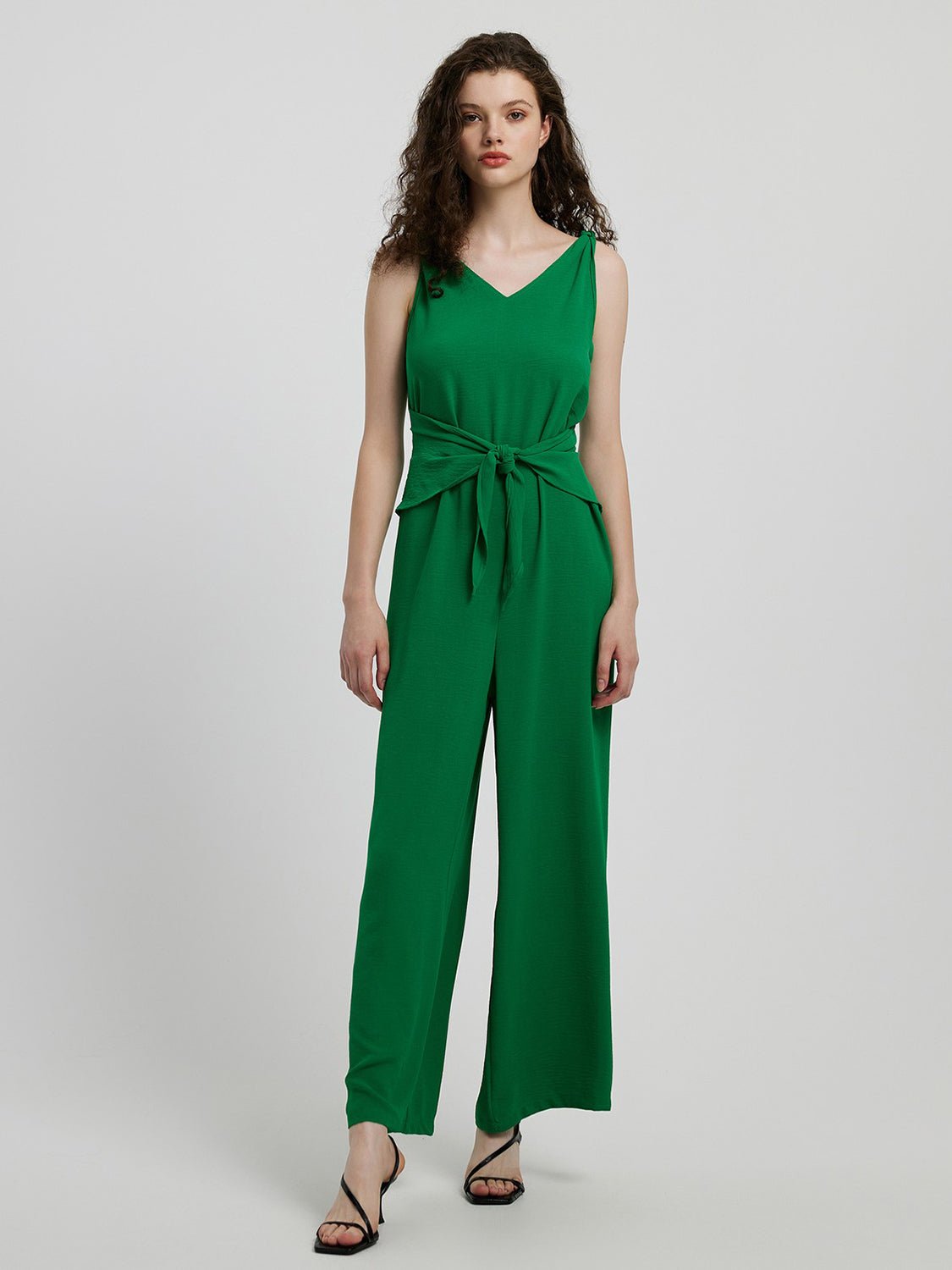 Honey Knot Detail Tie Front Sleeveless Jumpsuit - Flip Flop Dynasty