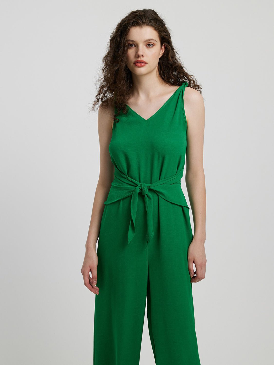 Honey Knot Detail Tie Front Sleeveless Jumpsuit - Flip Flop Dynasty