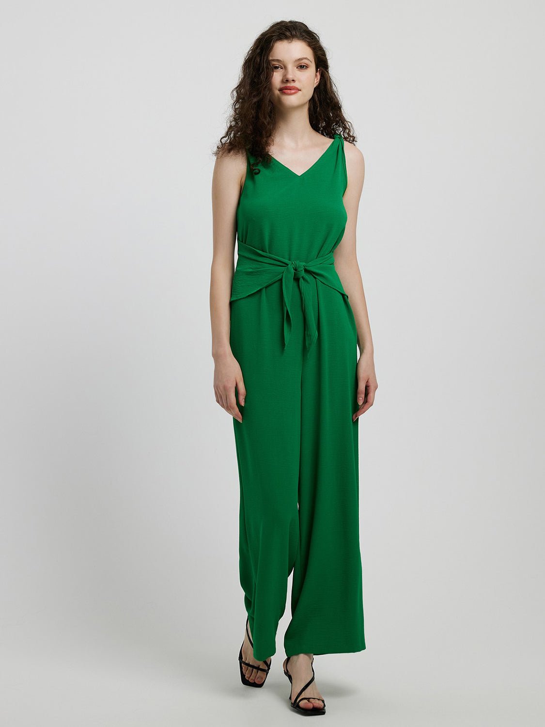 Honey Knot Detail Tie Front Sleeveless Jumpsuit - Flip Flop Dynasty
