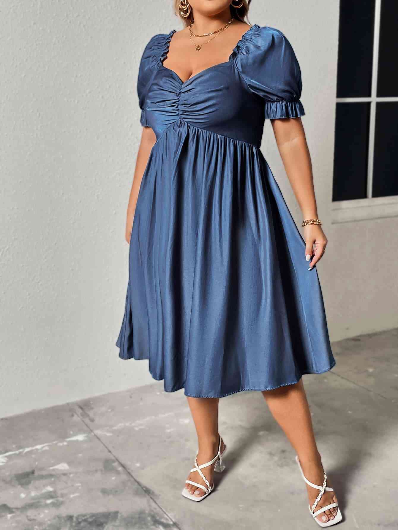 Honey Plus Size Ruched Sweetheart Neck Dress - Flip Flop Dynasty