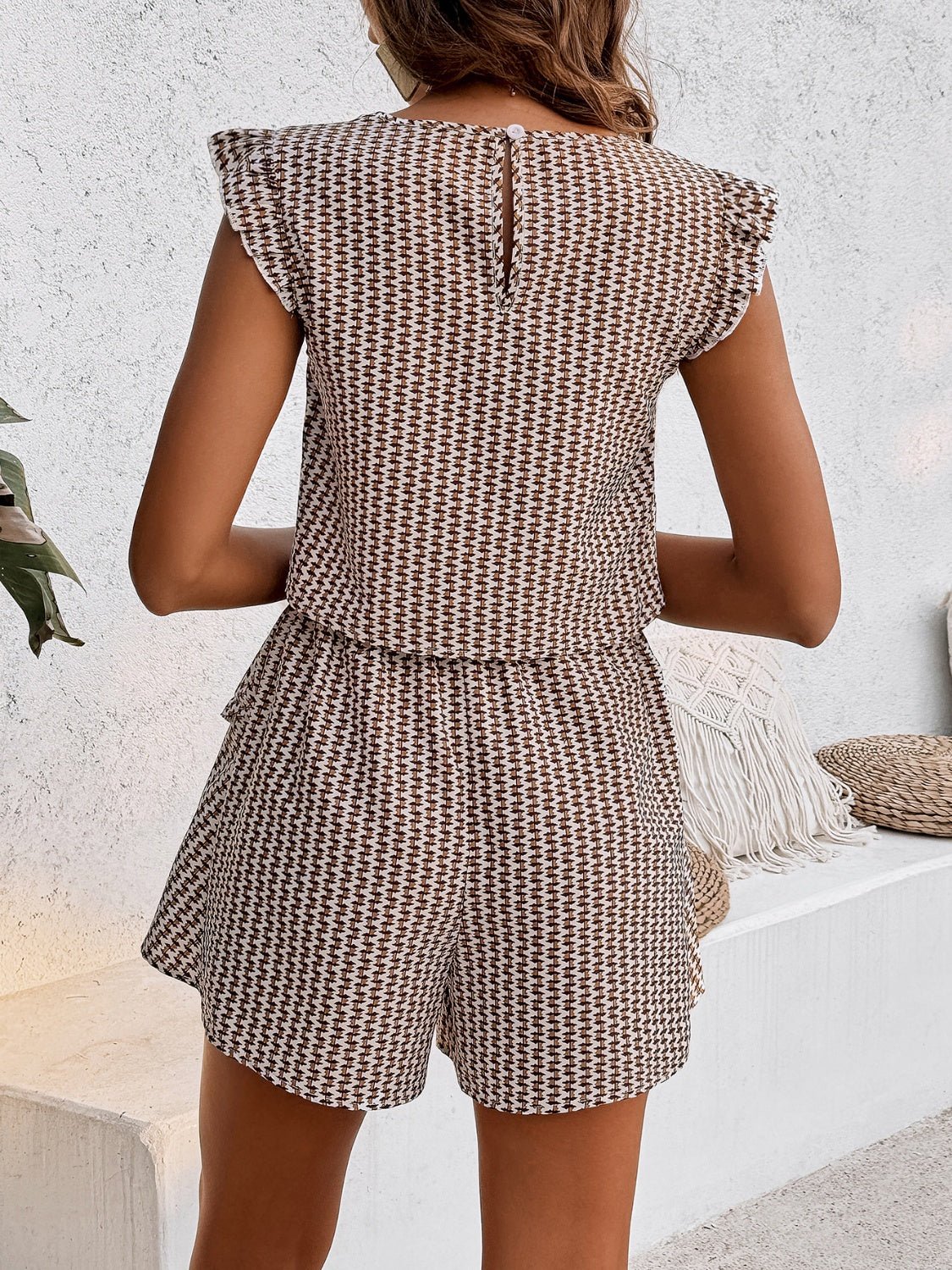 Honey Printed Round Neck Top and Layered Shorts Set - Flip Flop Dynasty
