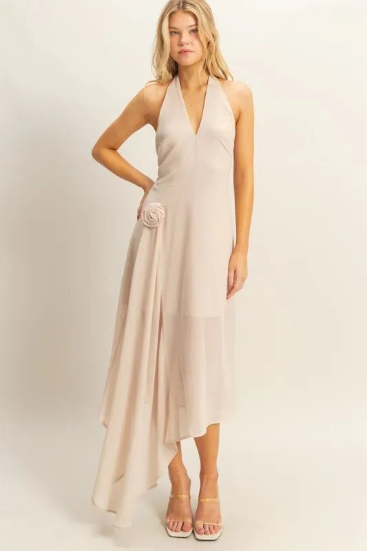 HYFVE Chiffon Halter Asymmetrical Hem Dress - Flip Flop Dynasty