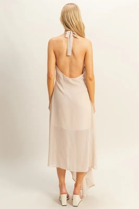 HYFVE Chiffon Halter Asymmetrical Hem Dress - Flip Flop Dynasty