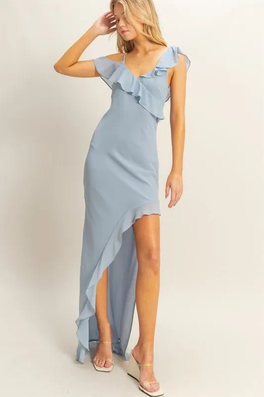 HYFVE Chiffon Ruffle Trim Midi Dress - Flip Flop Dynasty