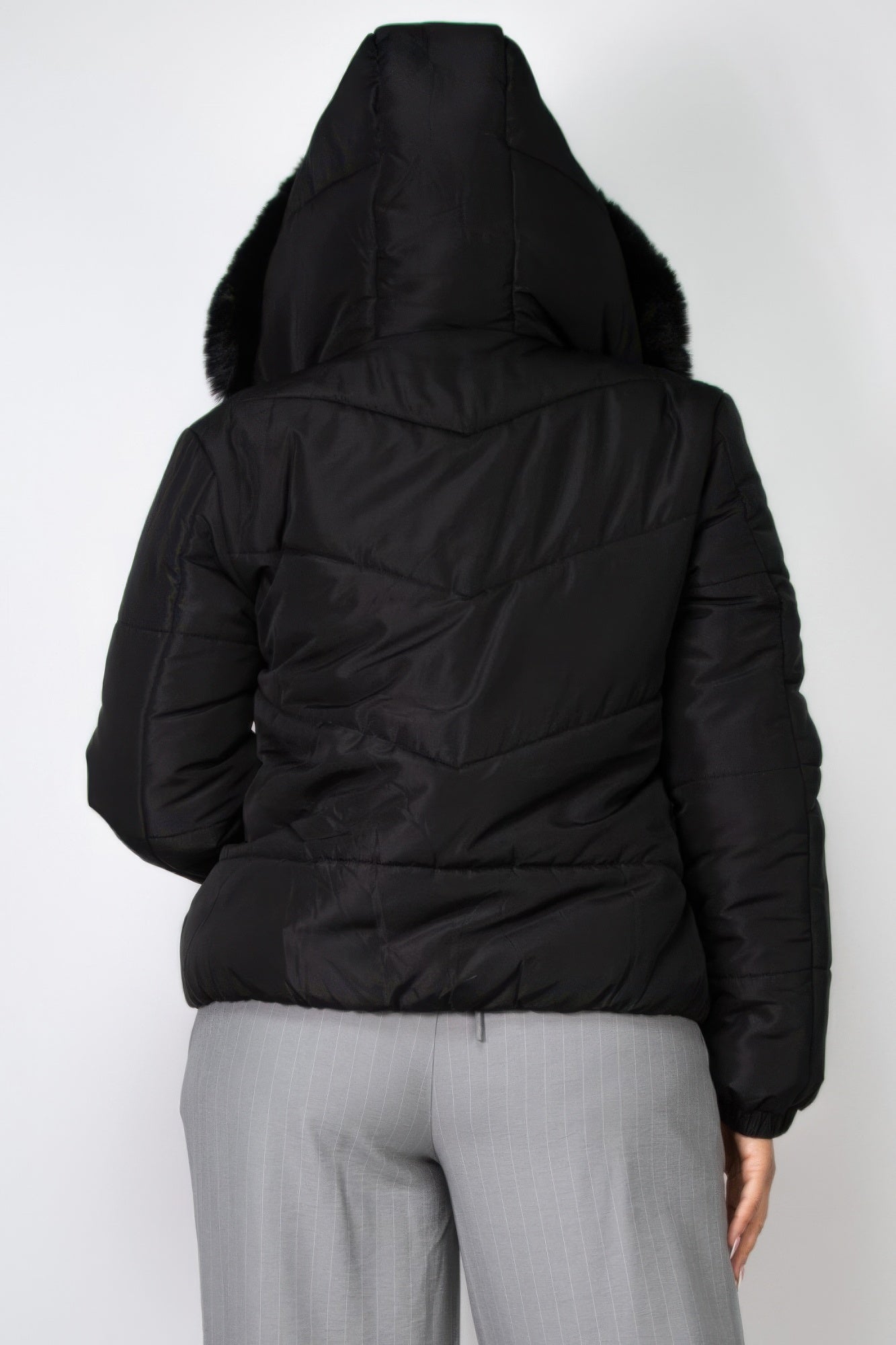Insulated Zip - up Faux Fur Hooded Jacket - Flip Flop Dynasty