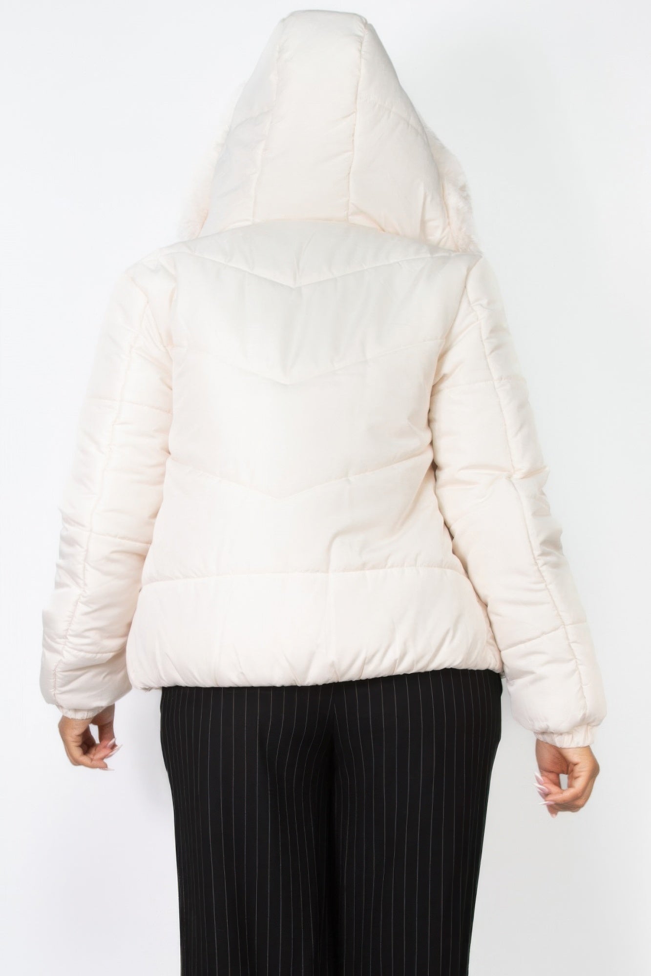 Insulated Zip - up Faux Fur Hooded Jacket - Flip Flop Dynasty