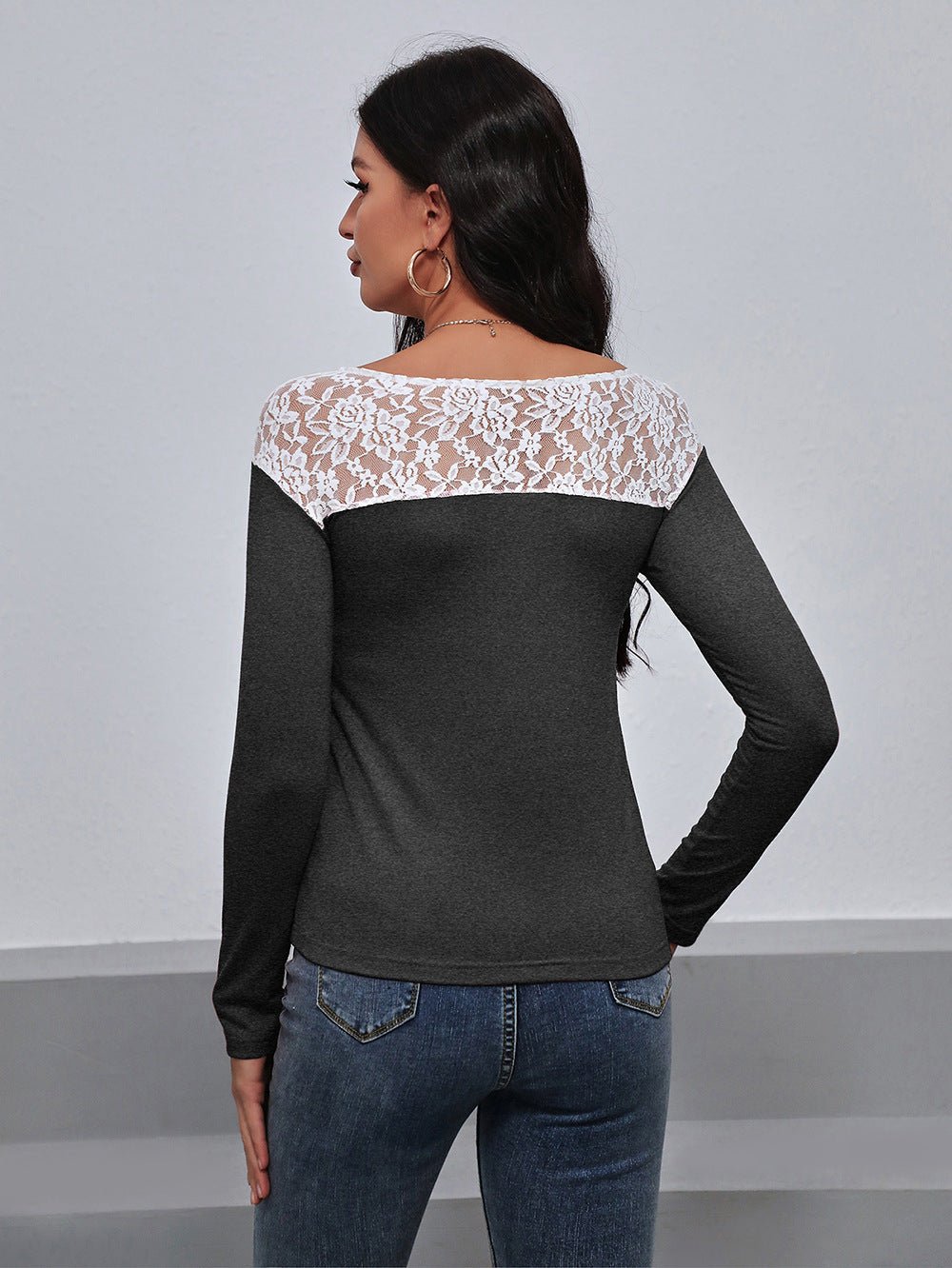 Ivy Lane Lace Trim Long Sleeve Round Neck Tee - Flip Flop Dynasty