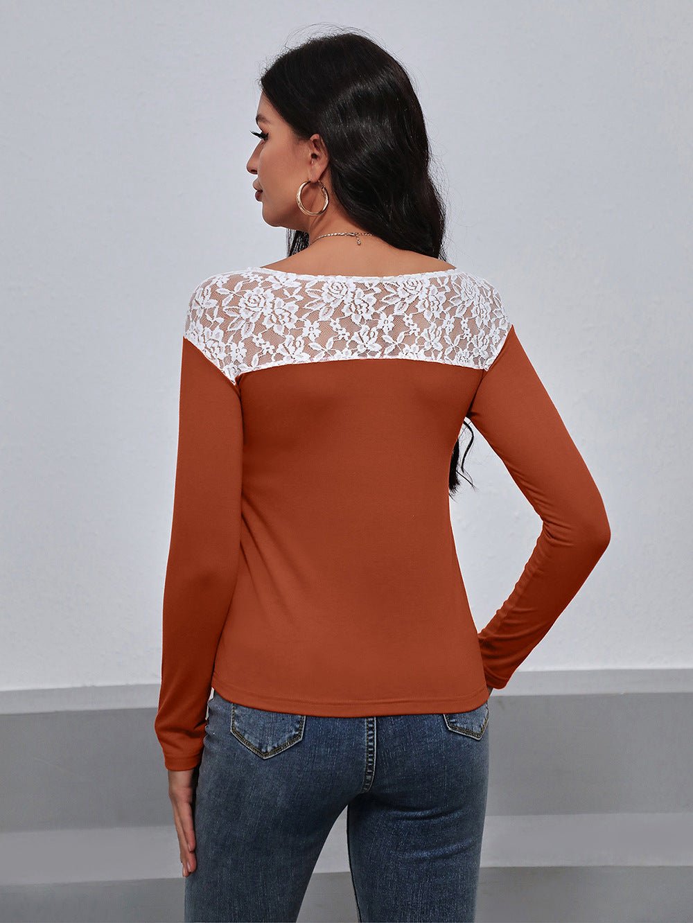 Ivy Lane Lace Trim Long Sleeve Round Neck Tee - Flip Flop Dynasty