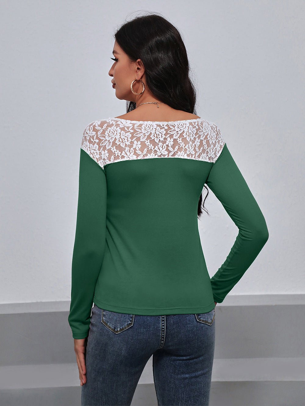 Ivy Lane Lace Trim Long Sleeve Round Neck Tee - Flip Flop Dynasty