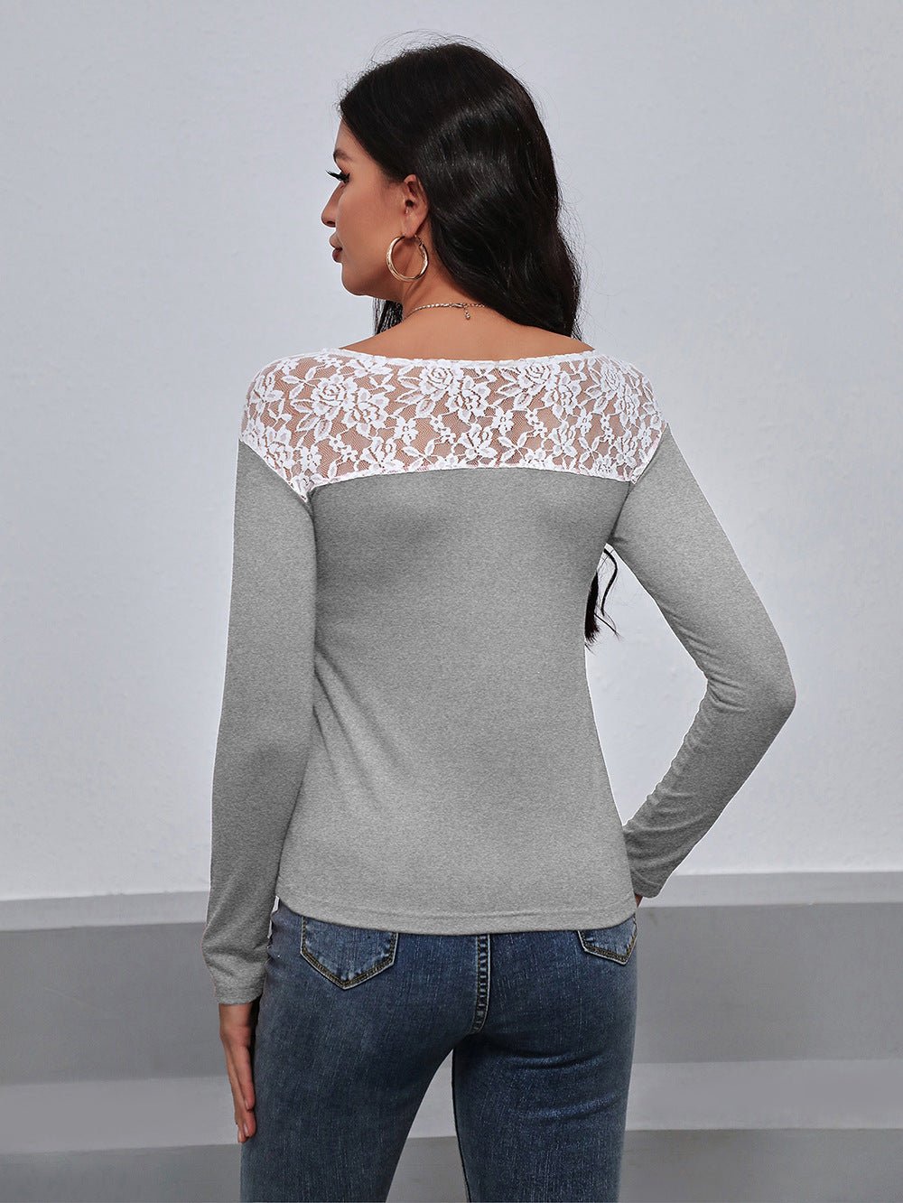 Ivy Lane Lace Trim Long Sleeve Round Neck Tee - Flip Flop Dynasty