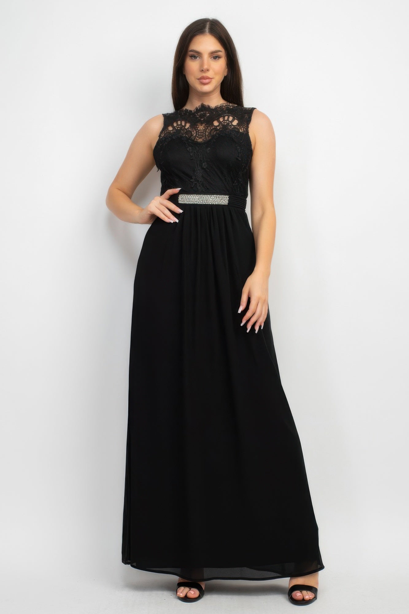 Jewel Waist - tie Lace Maxi Dress - Flip Flop Dynasty