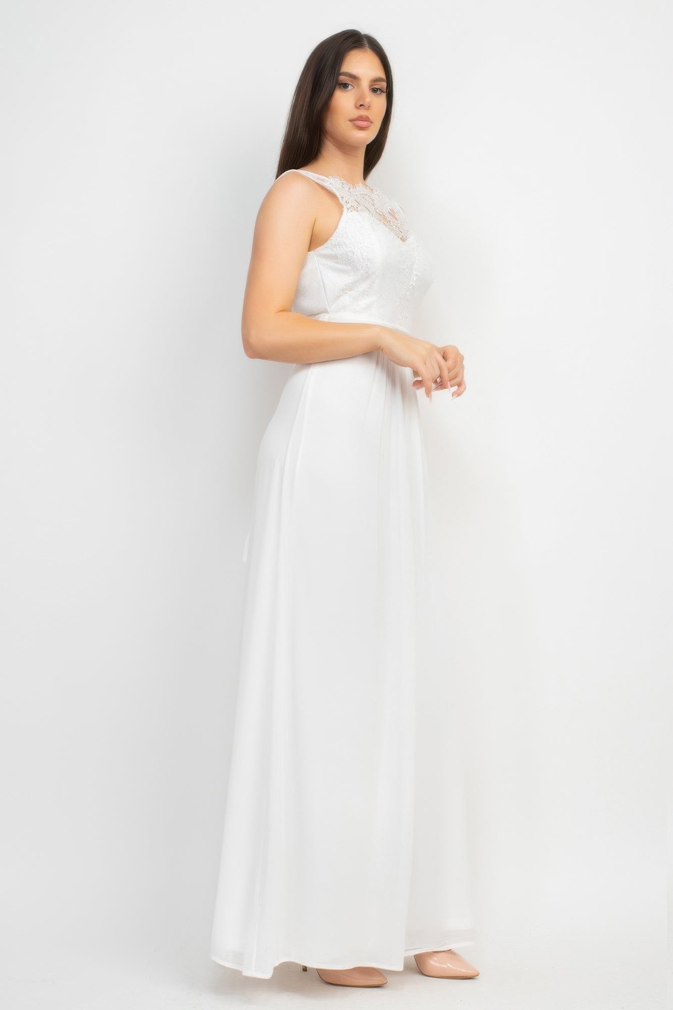 Jewel Waist - tie Lace Maxi Dress - Flip Flop Dynasty