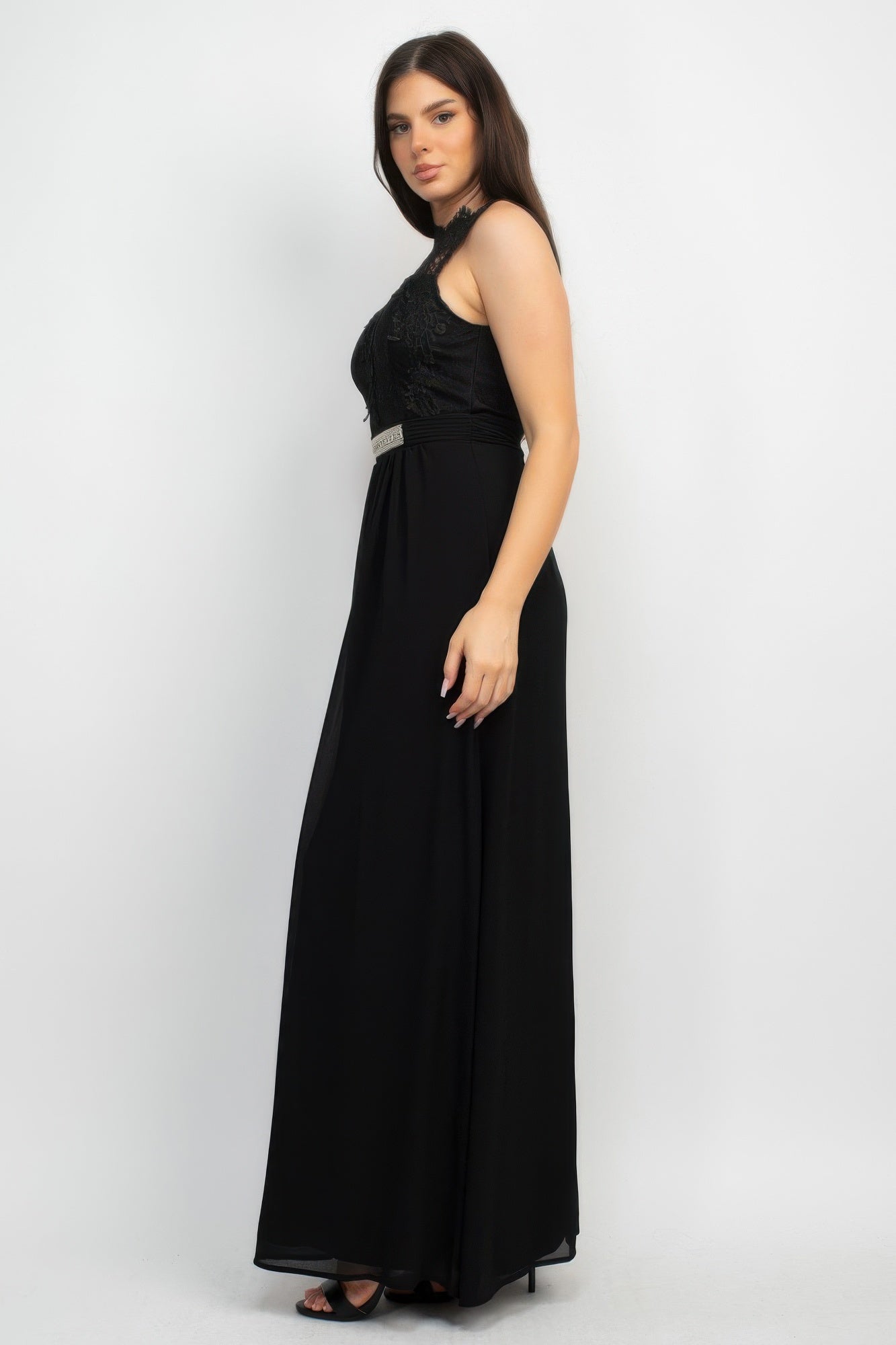 Jewel Waist - tie Lace Maxi Dress - Flip Flop Dynasty