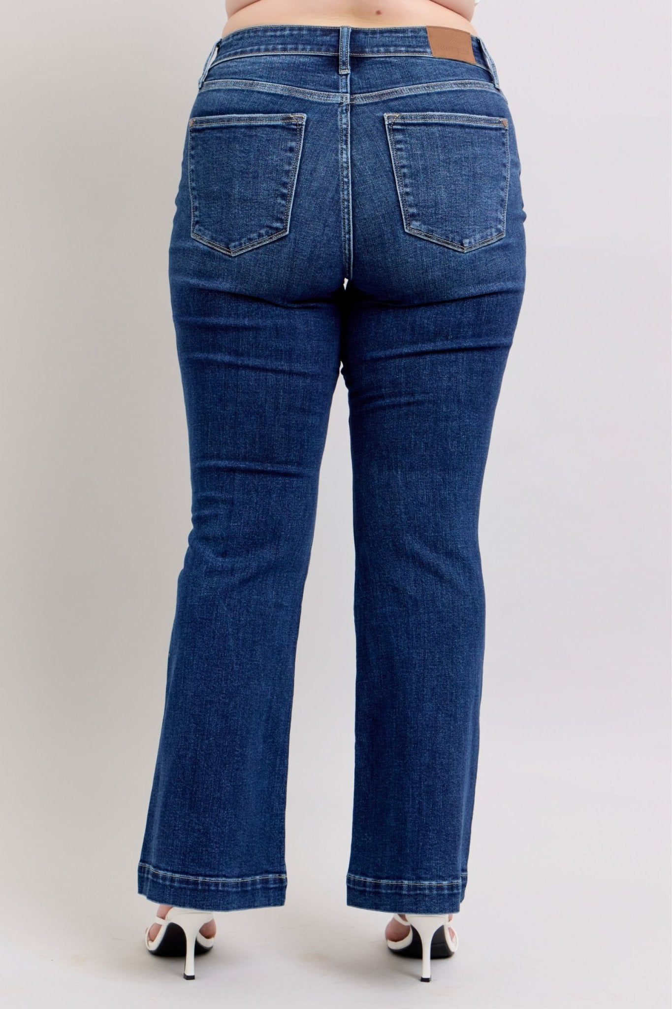 Judy Blue Full Size High Rise Flare Jeans with Pockets Plus Size - Flip Flop Dynasty