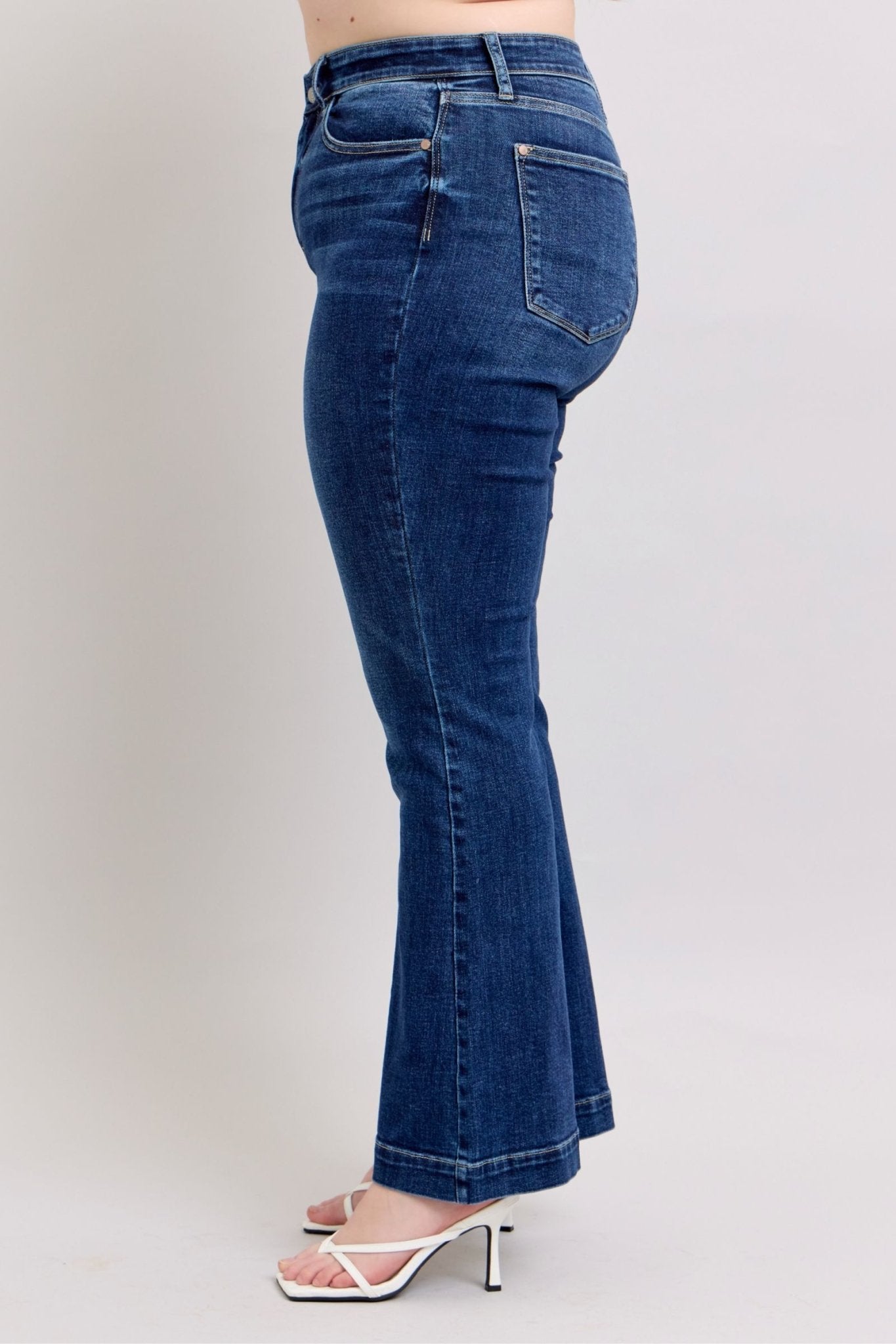 Judy Blue Full Size High Rise Flare Jeans with Pockets Plus Size - Flip Flop Dynasty