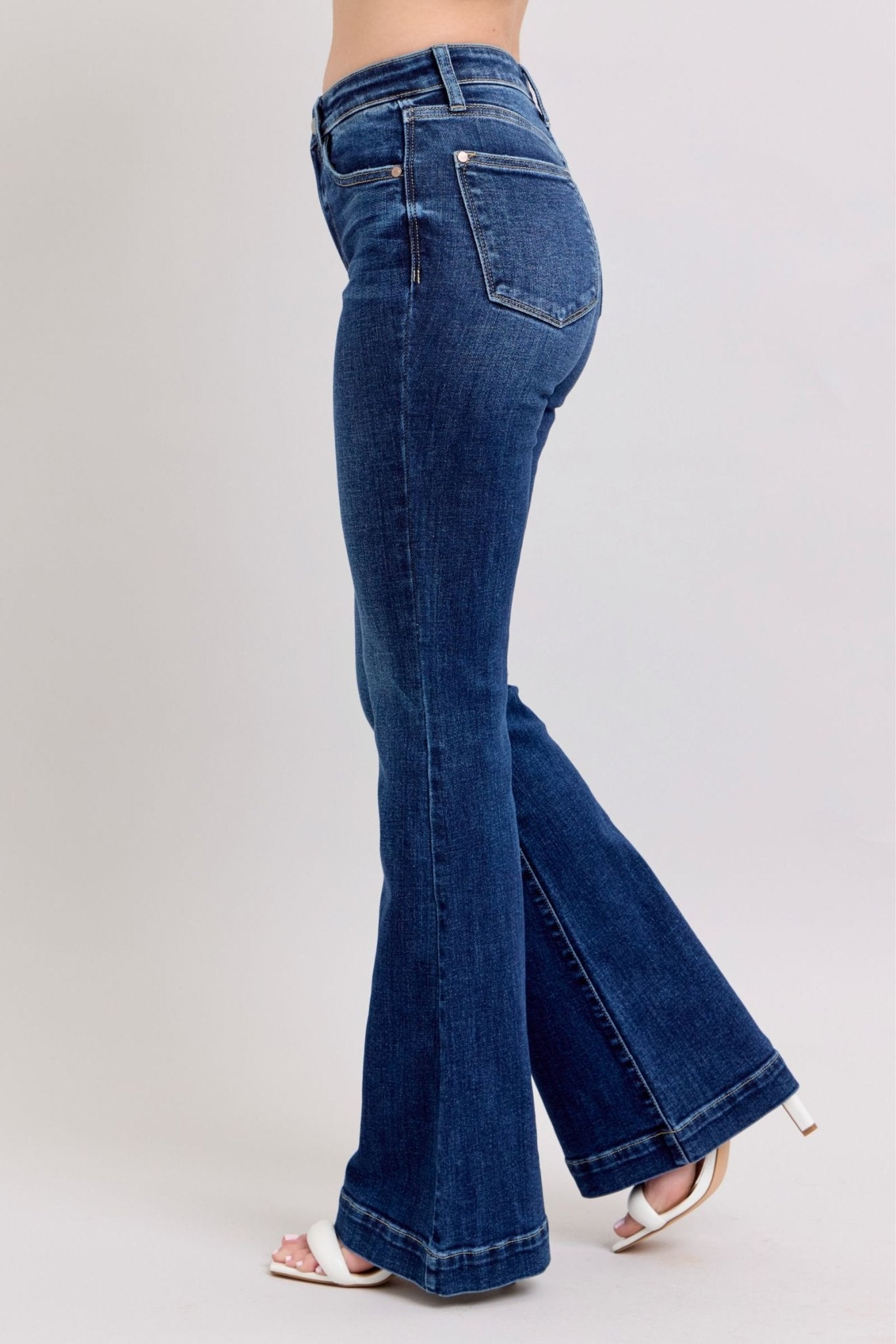 Judy Blue Full Size High Rise Flare Jeans with Pockets Plus Size - Flip Flop Dynasty