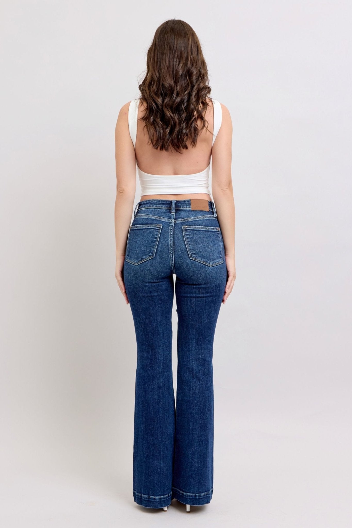 Judy Blue Full Size High Rise Flare Jeans with Pockets Plus Size - Flip Flop Dynasty