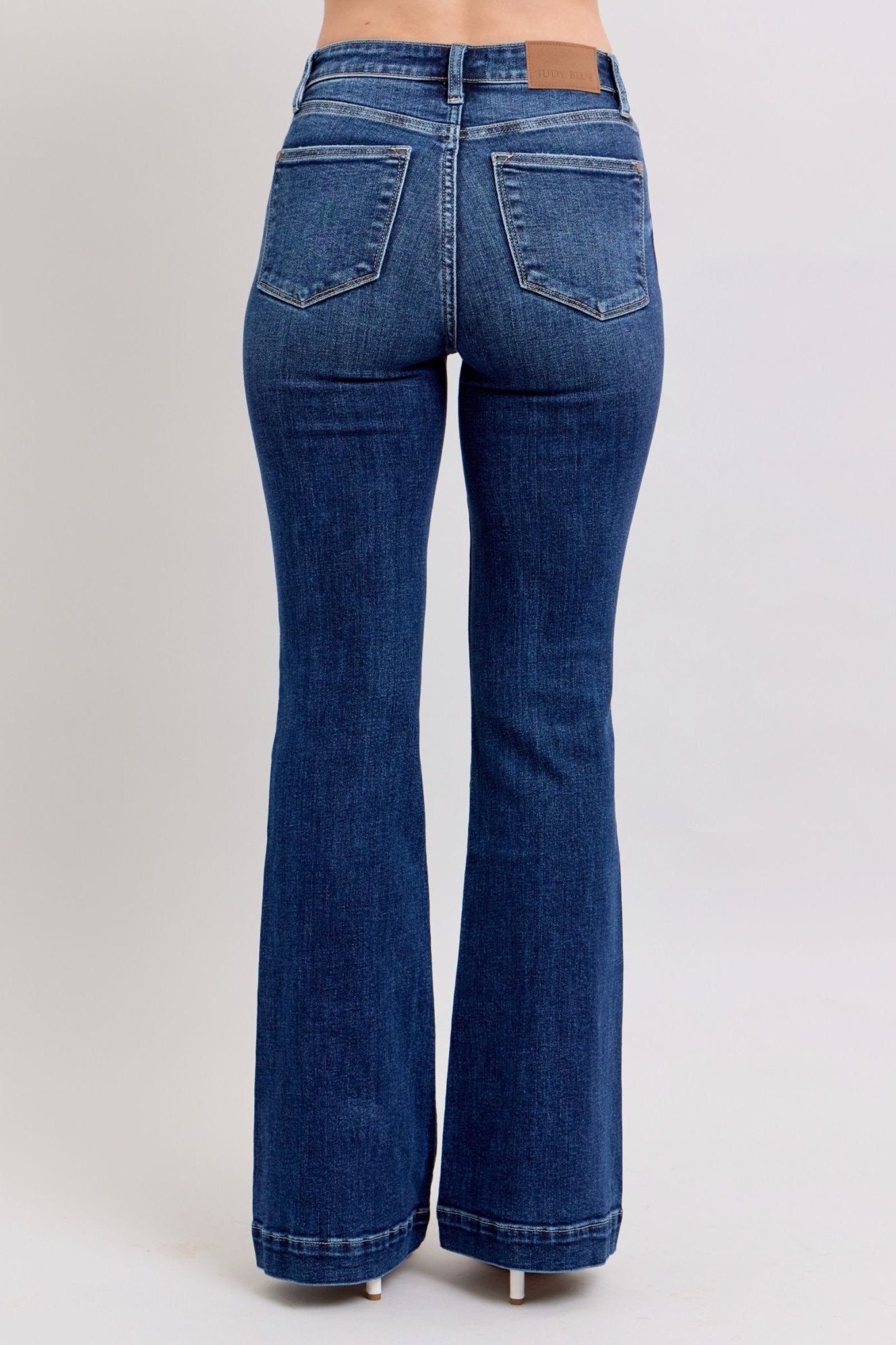 Judy Blue Full Size High Rise Flare Jeans with Pockets Plus Size - Flip Flop Dynasty