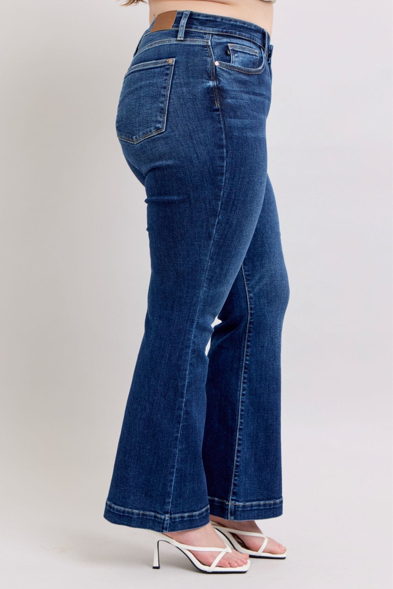 Judy Blue Full Size High Rise Flare Jeans with Pockets Plus Size - Flip Flop Dynasty