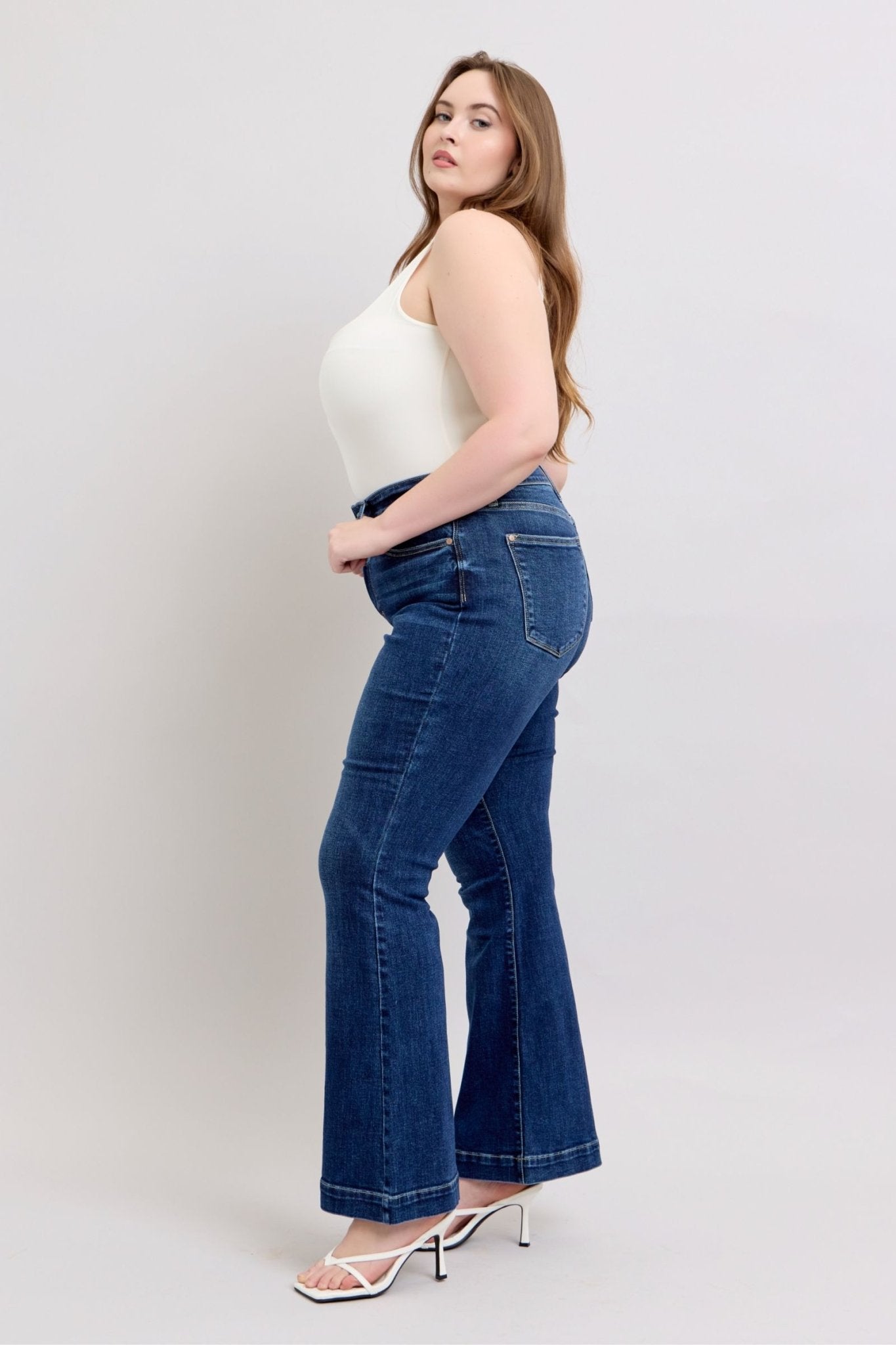 Judy Blue Full Size High Rise Flare Jeans with Pockets Plus Size - Flip Flop Dynasty