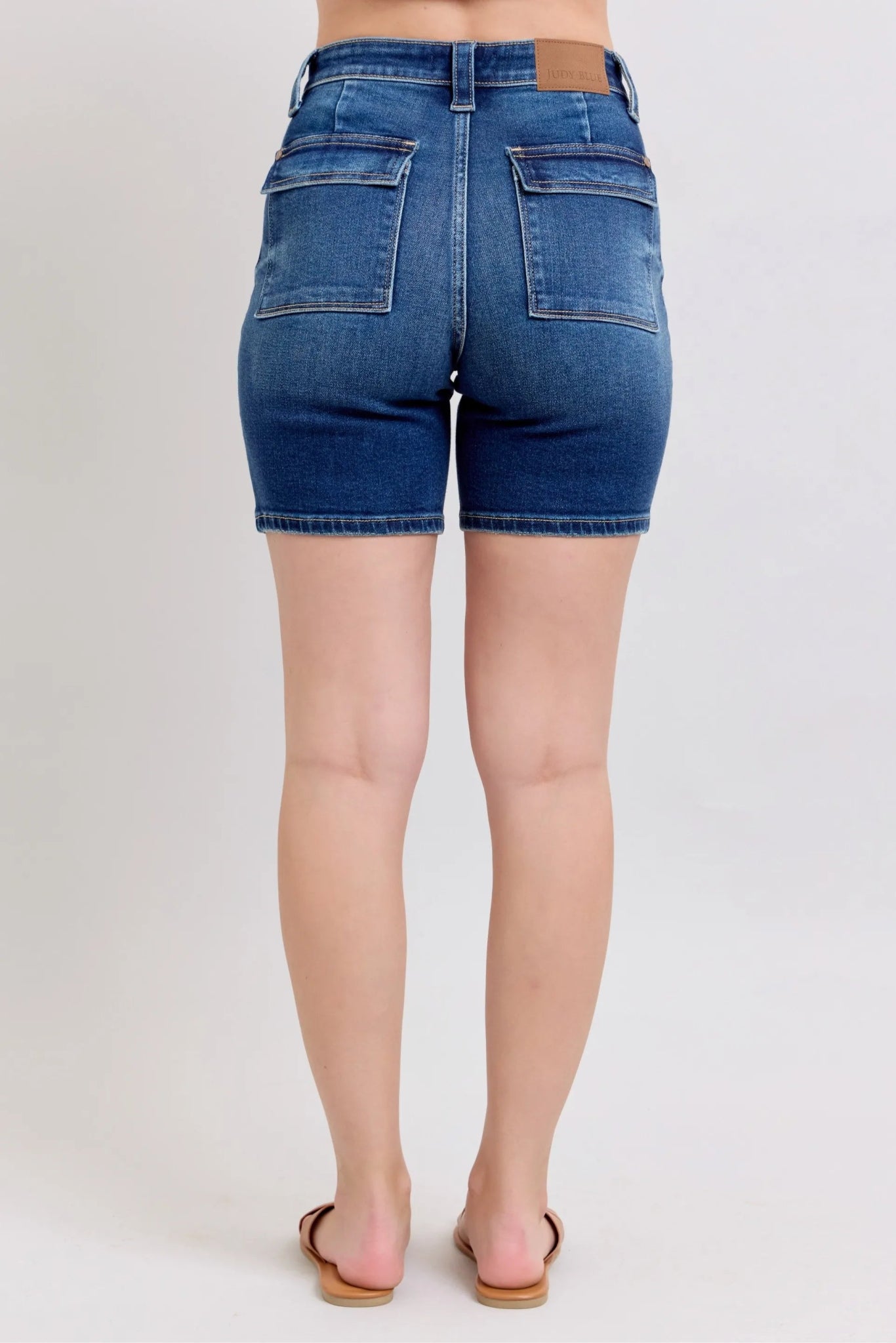 Judy Blue Full Size High Waist Bermudas Jeans W/ Back Flap Pockets Plus Size - Flip Flop Dynasty