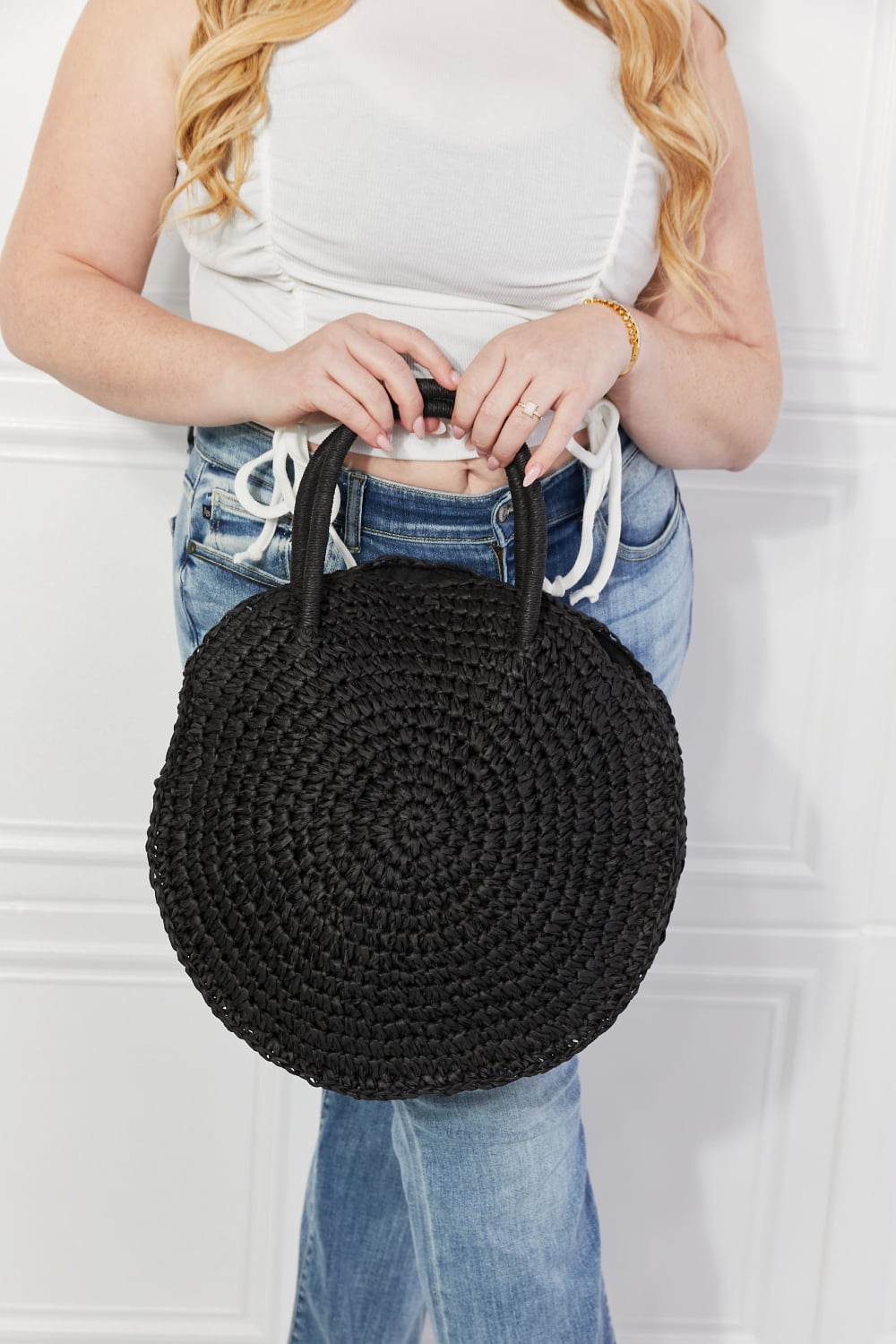 Justin Taylor Beach Date Straw Rattan Handbag in Black - Flip Flop Dynasty