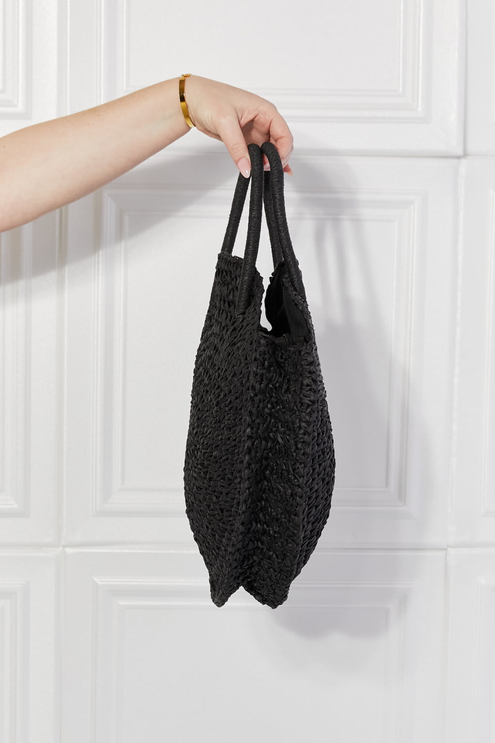 Justin Taylor Beach Date Straw Rattan Handbag in Black - Flip Flop Dynasty