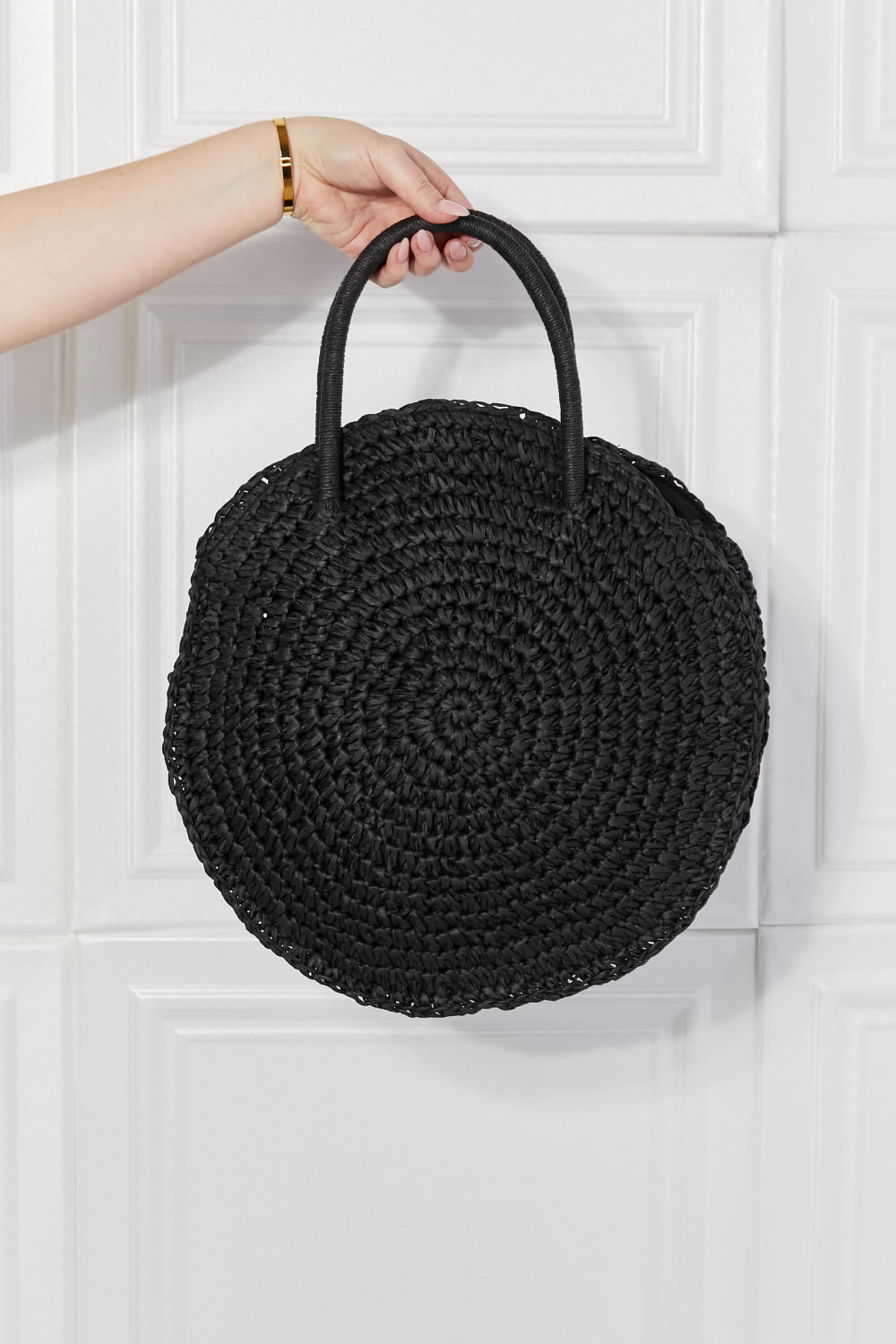 Justin Taylor Beach Date Straw Rattan Handbag in Black - Flip Flop Dynasty