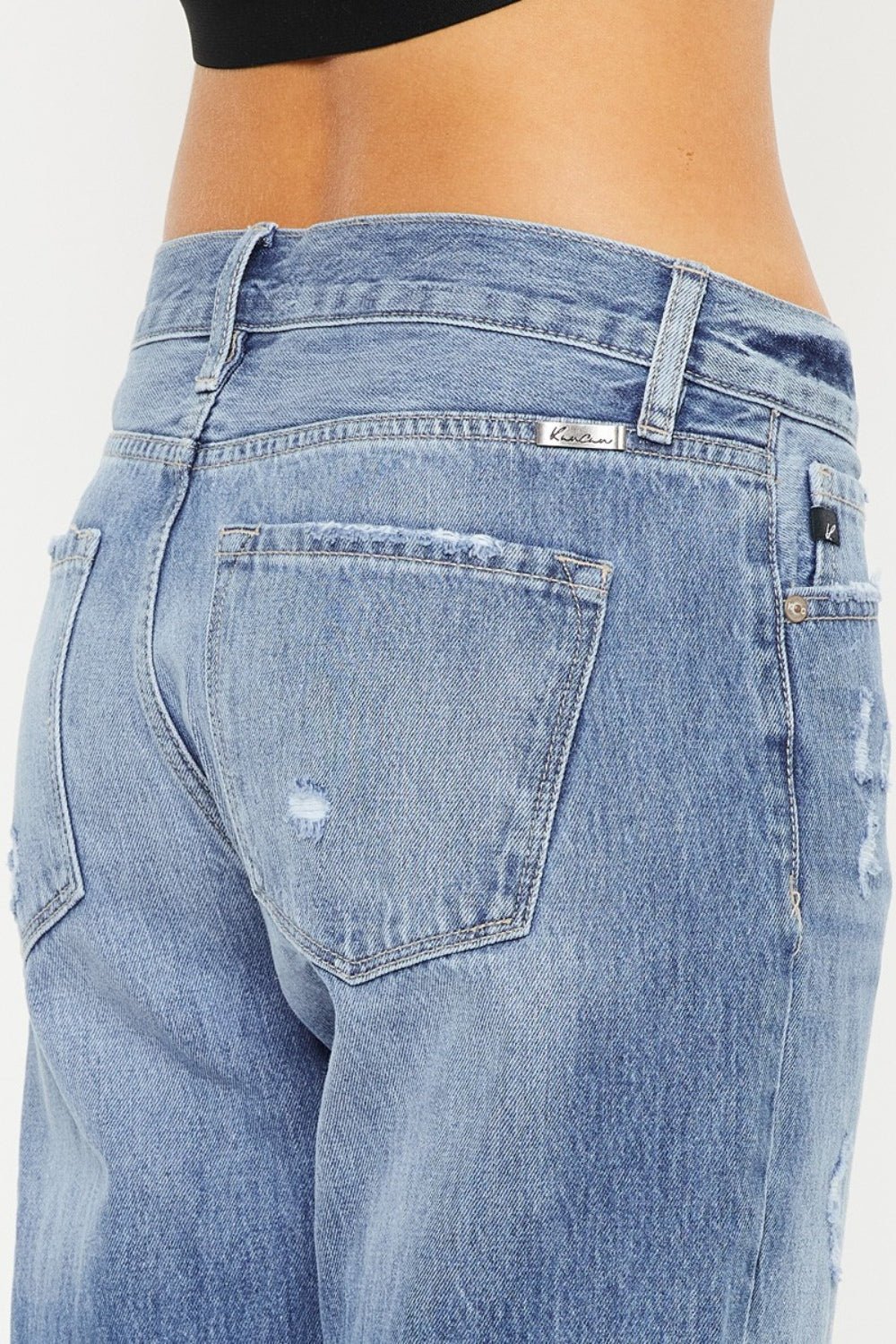 Kancan Mid Rise Distressed Straight Jeans - Flip Flop Dynasty