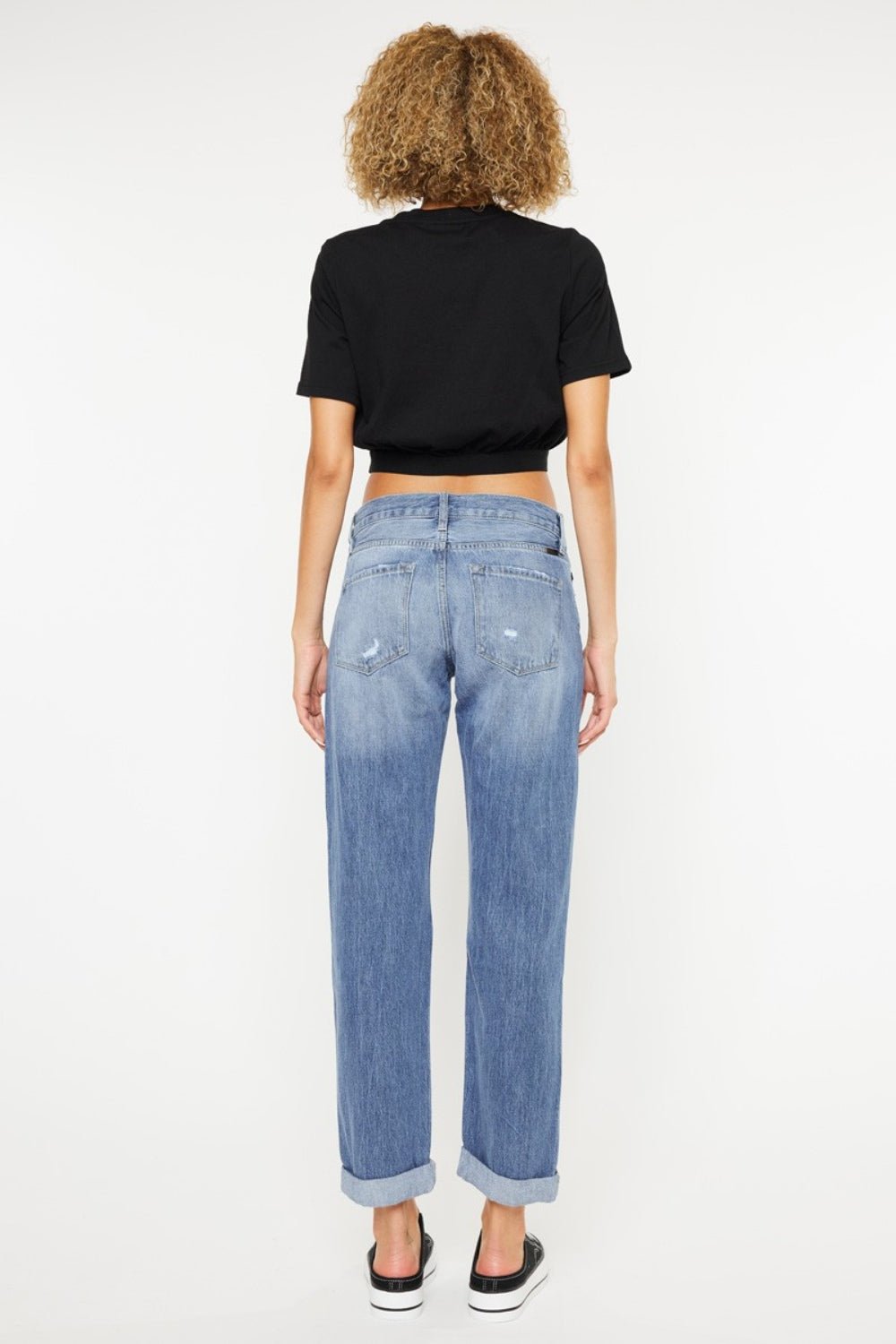 Kancan Mid Rise Distressed Straight Jeans - Flip Flop Dynasty