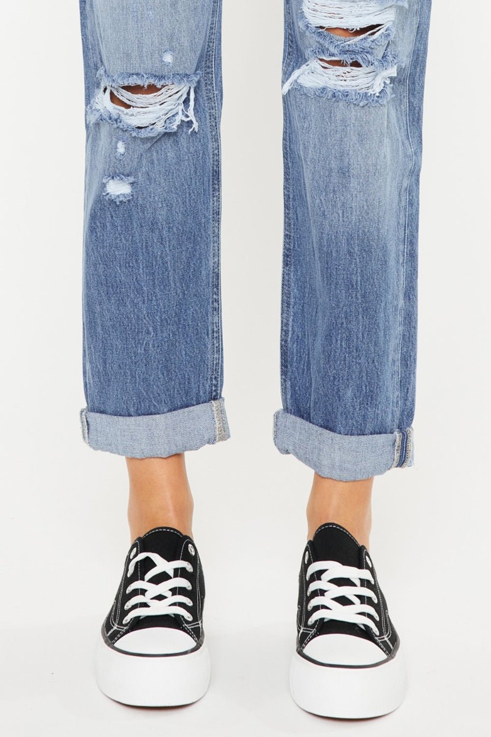 Kancan Mid Rise Distressed Straight Jeans - Flip Flop Dynasty